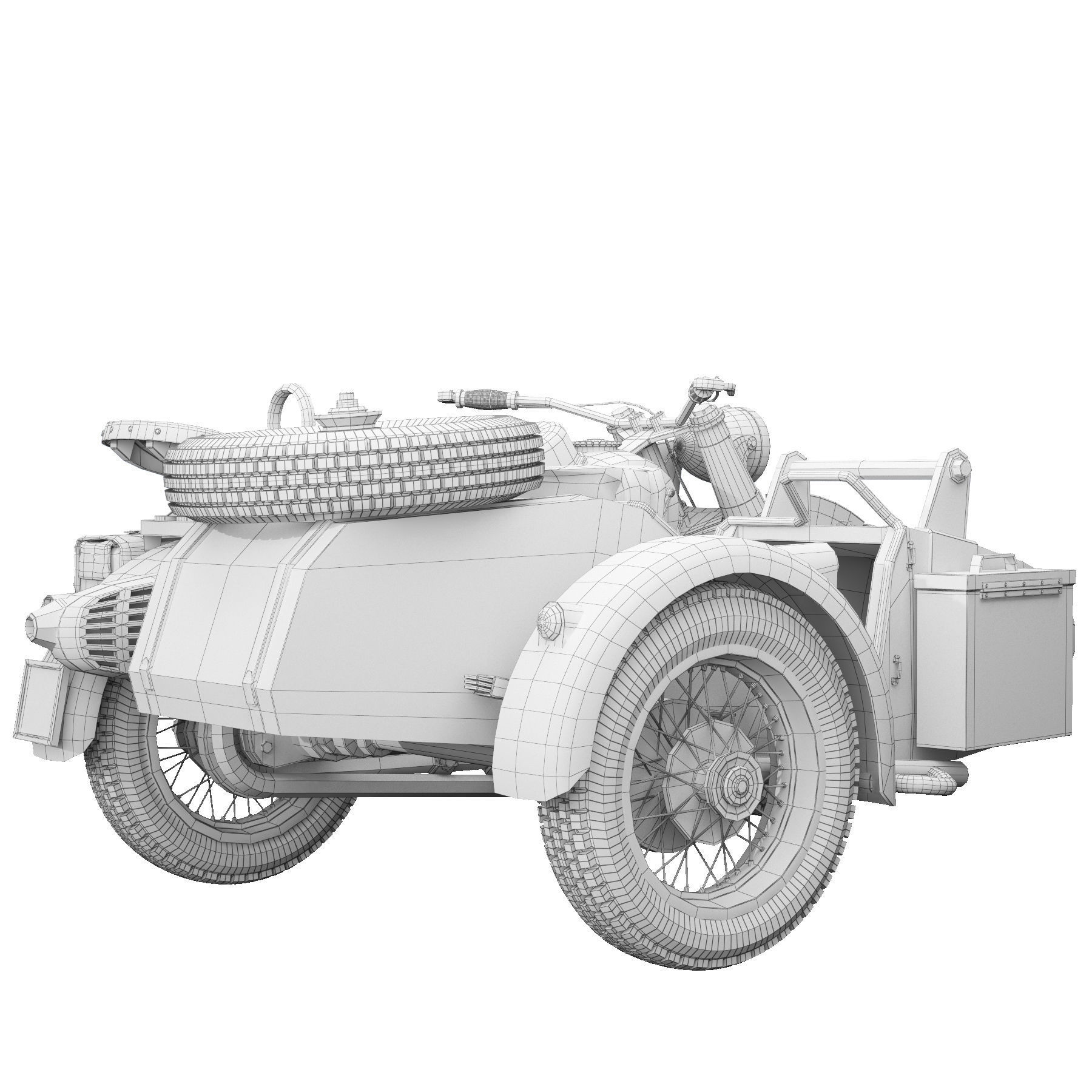 Military motorcycle R75 Sahara 1942 3D model_6