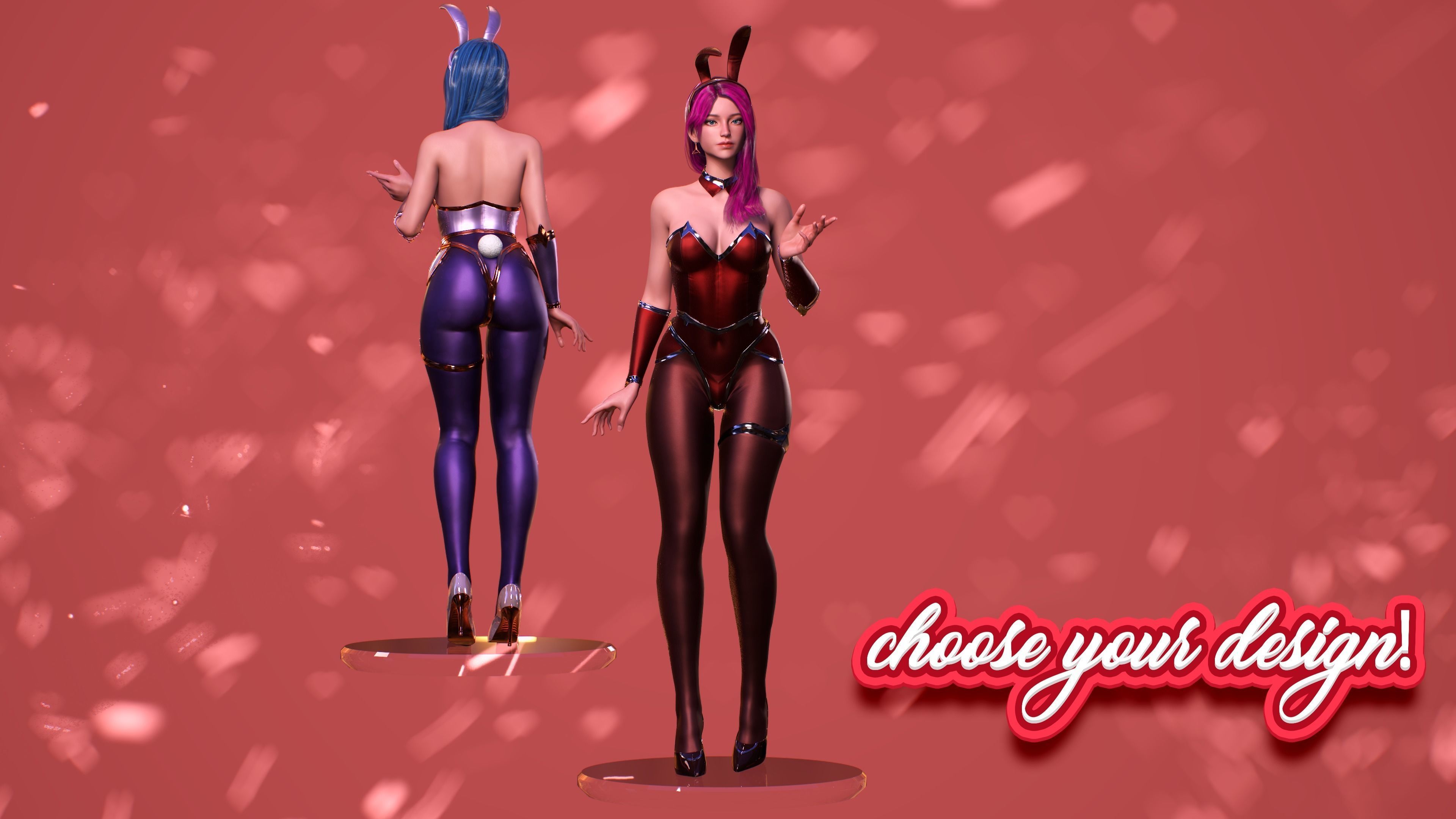 Bunny-Cute Fighting Shooter Anime Cartoon Girl StylizedCharacter Low-poly 3D model_3