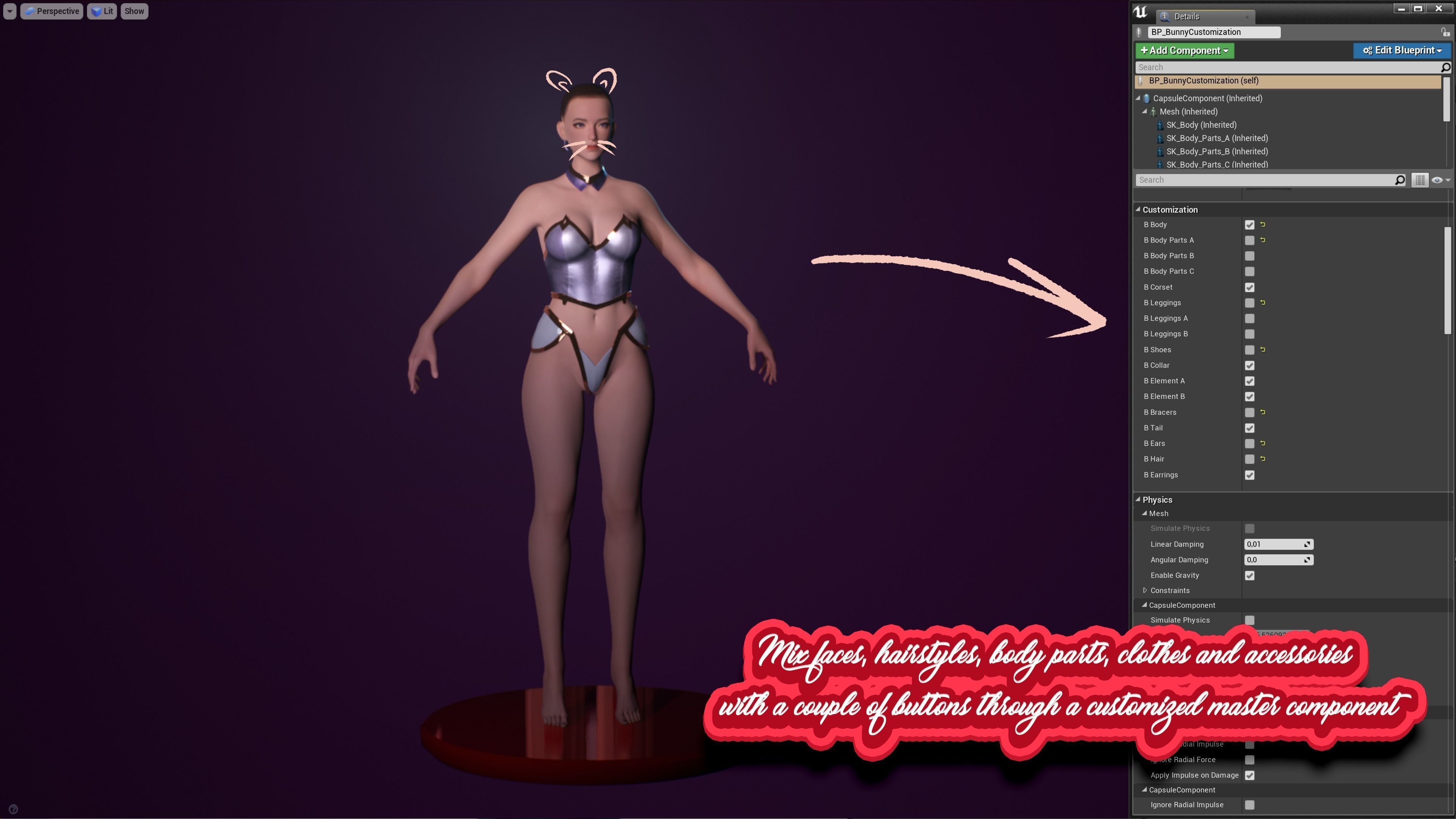 Bunny-Cute Fighting Shooter Anime Cartoon Girl StylizedCharacter Low-poly 3D model_11