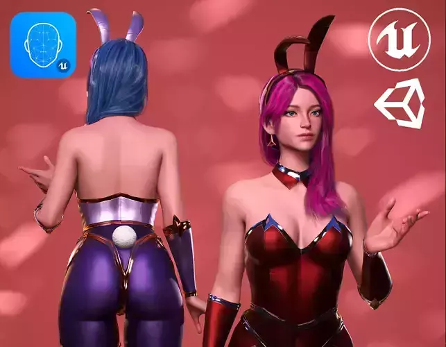 Bunny-Cute Fighting Shooter Anime Cartoon Girl StylizedCharacter Low-poly 3D model