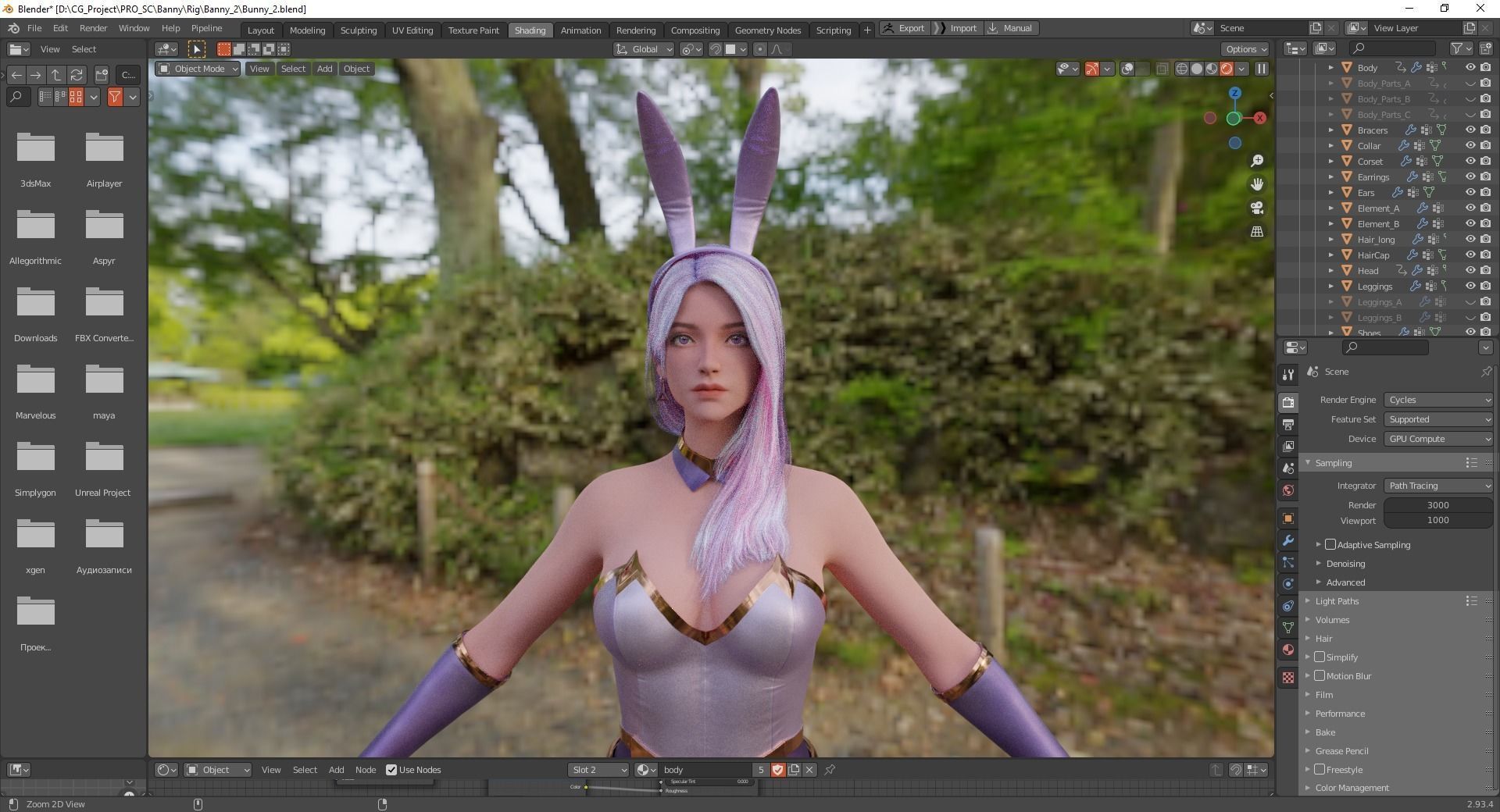 Bunny-Cute Fighting Shooter Anime Cartoon Girl StylizedCharacter Low-poly 3D model_16