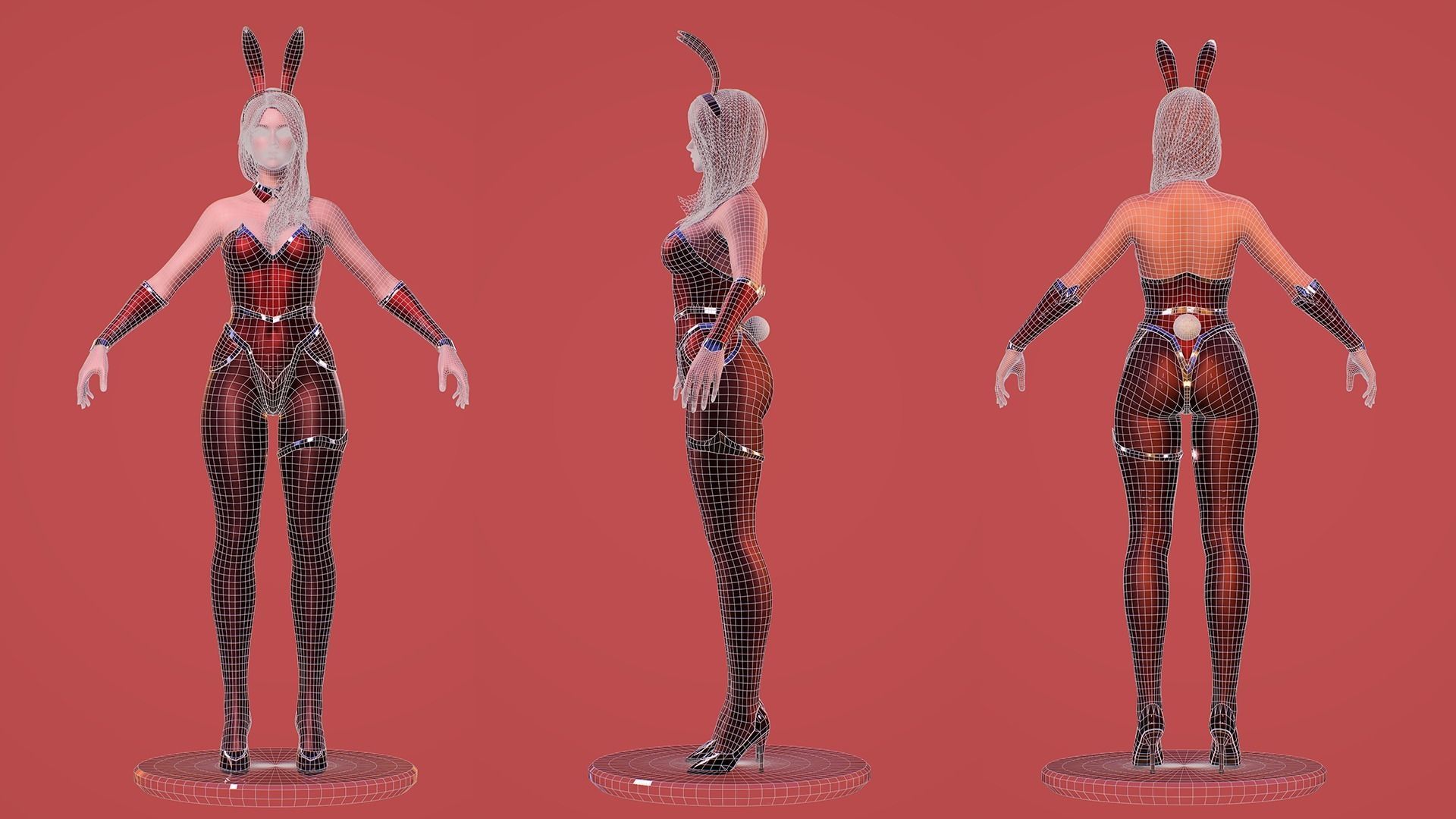 Bunny-Cute Fighting Shooter Anime Cartoon Girl StylizedCharacter Low-poly 3D model_8