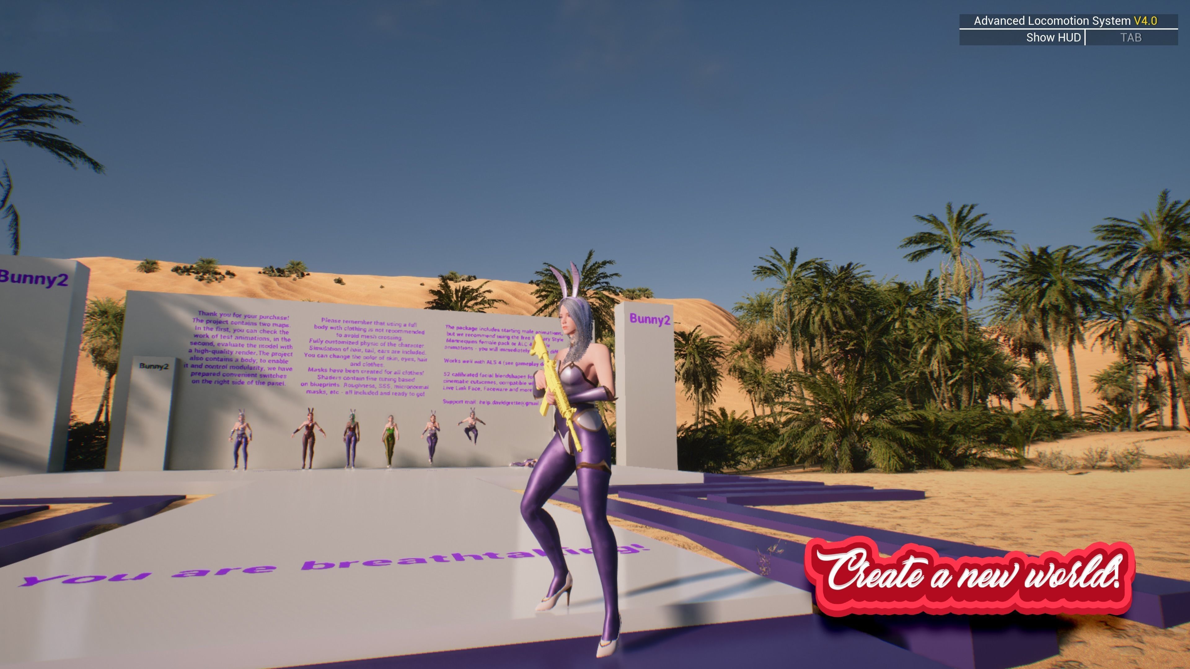 Bunny-Cute Fighting Shooter Anime Cartoon Girl StylizedCharacter Low-poly 3D model_4