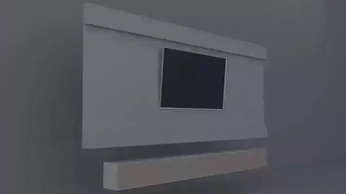 hanging shelf and a canvas for mounting a TV