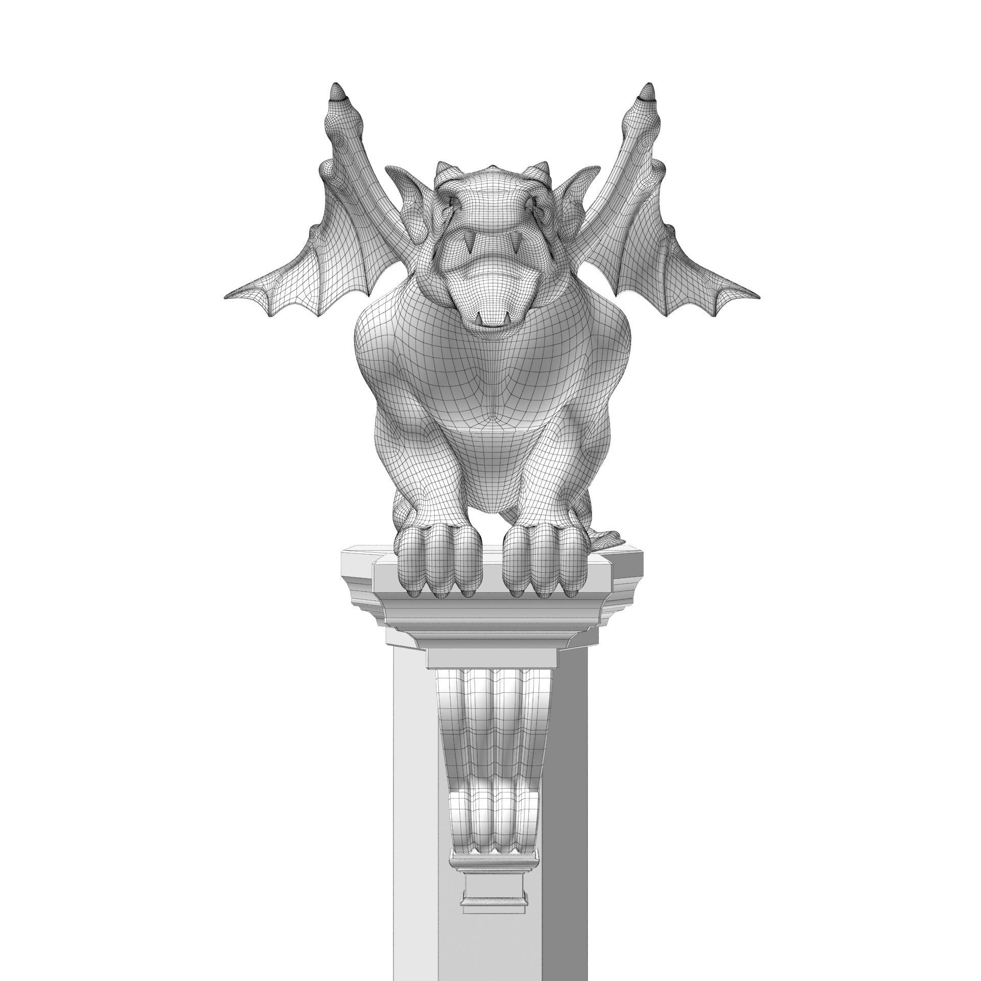 Gargoyle Gothic Statue 3D model_23