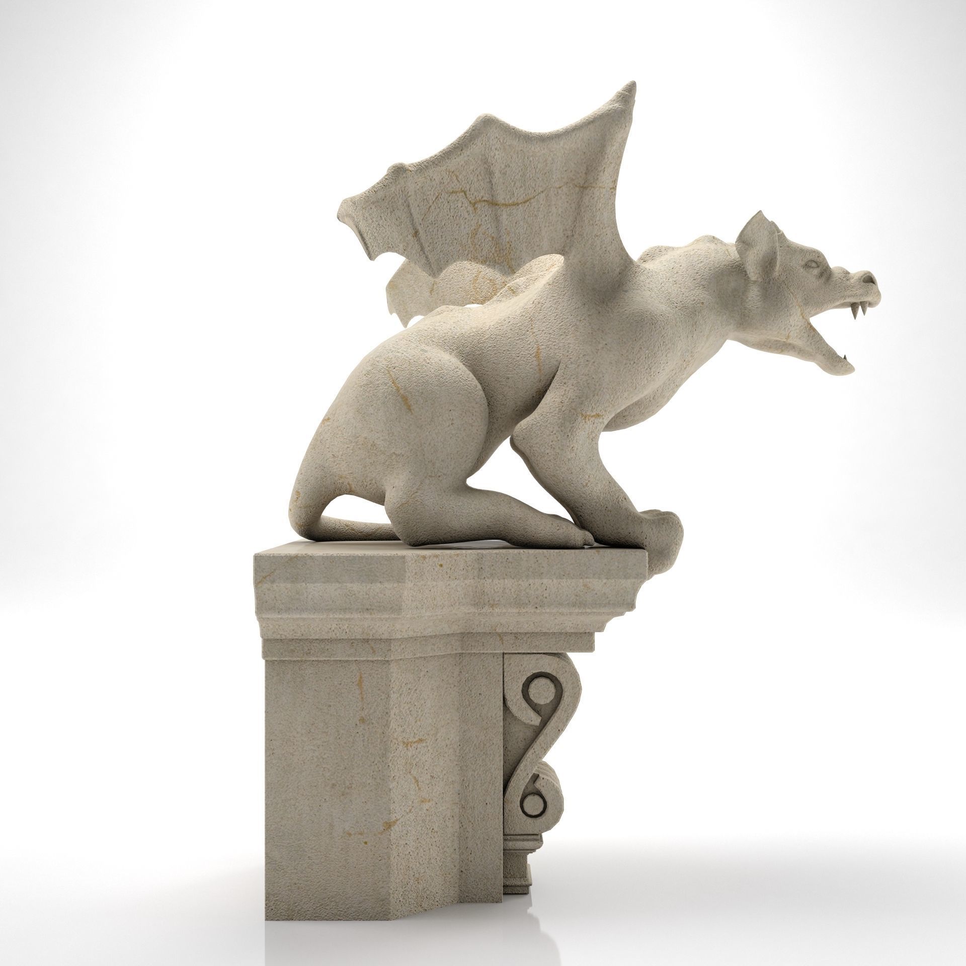 Gargoyle Gothic Statue 3D model_4