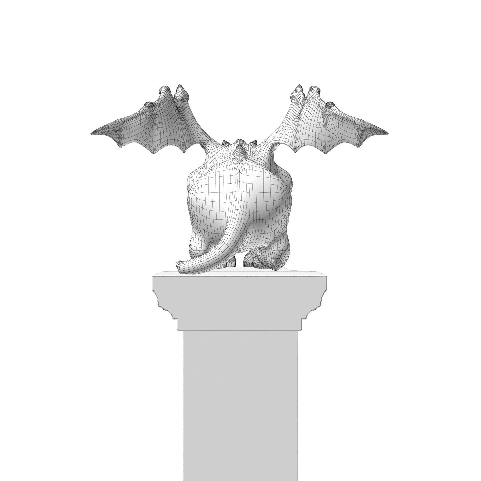 Gargoyle Gothic Statue 3D model_24