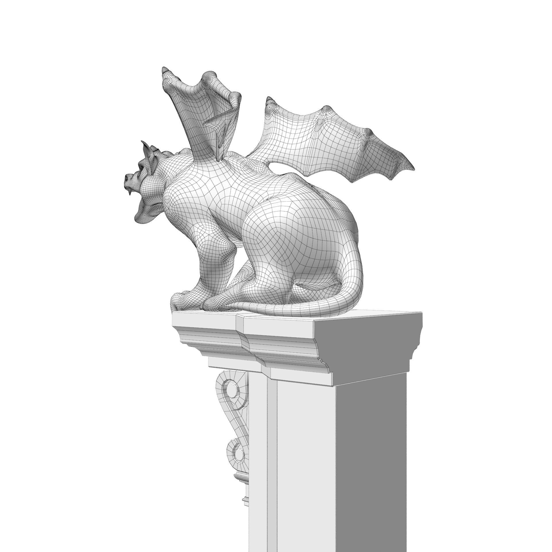 Gargoyle Gothic Statue 3D model_25