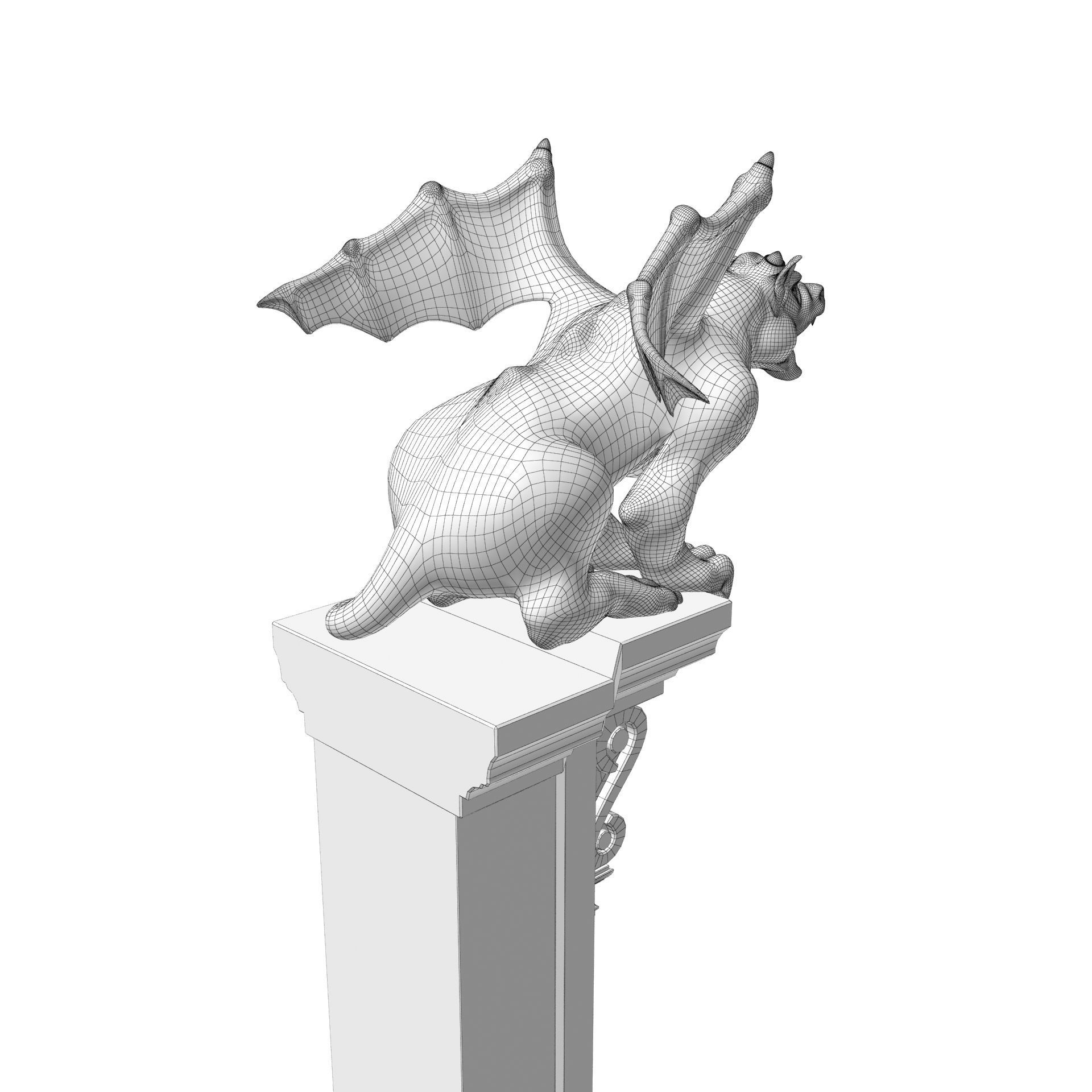 Gargoyle Gothic Statue 3D model_18