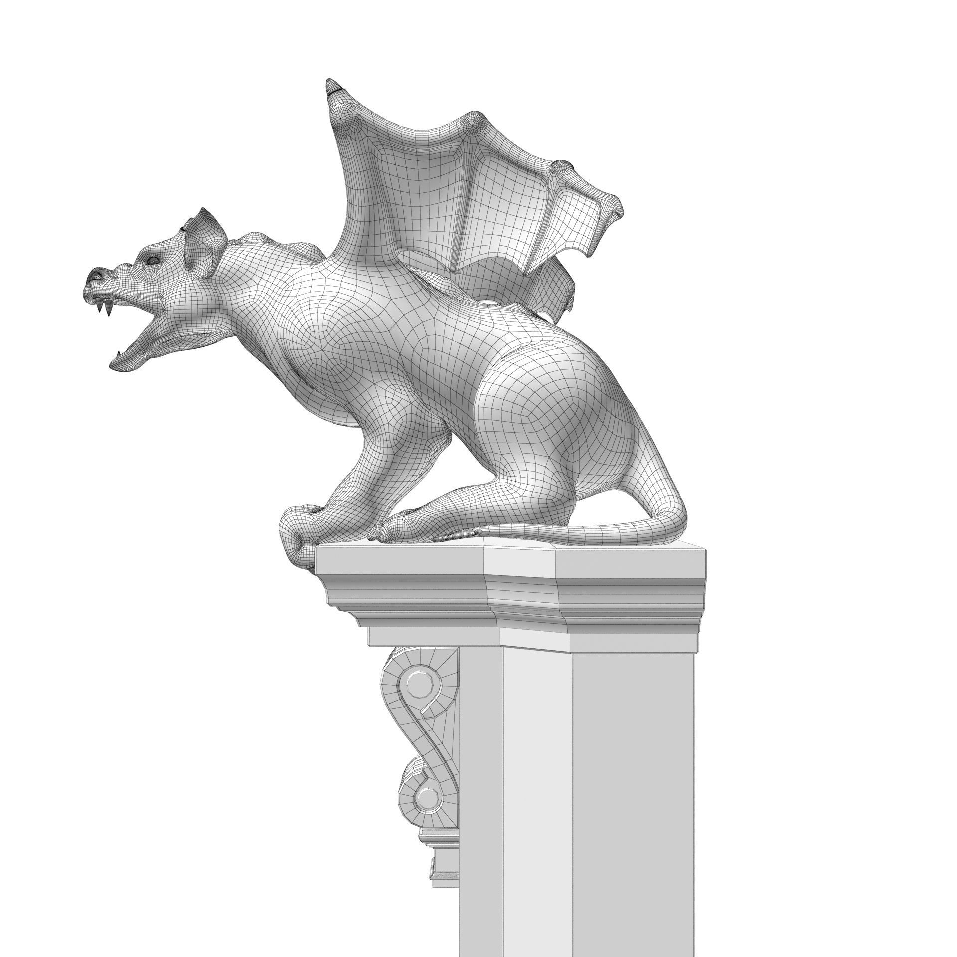 Gargoyle Gothic Statue 3D model_20