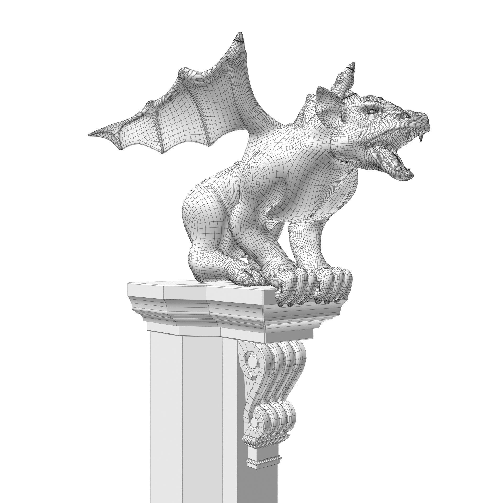 Gargoyle Gothic Statue 3D model_21