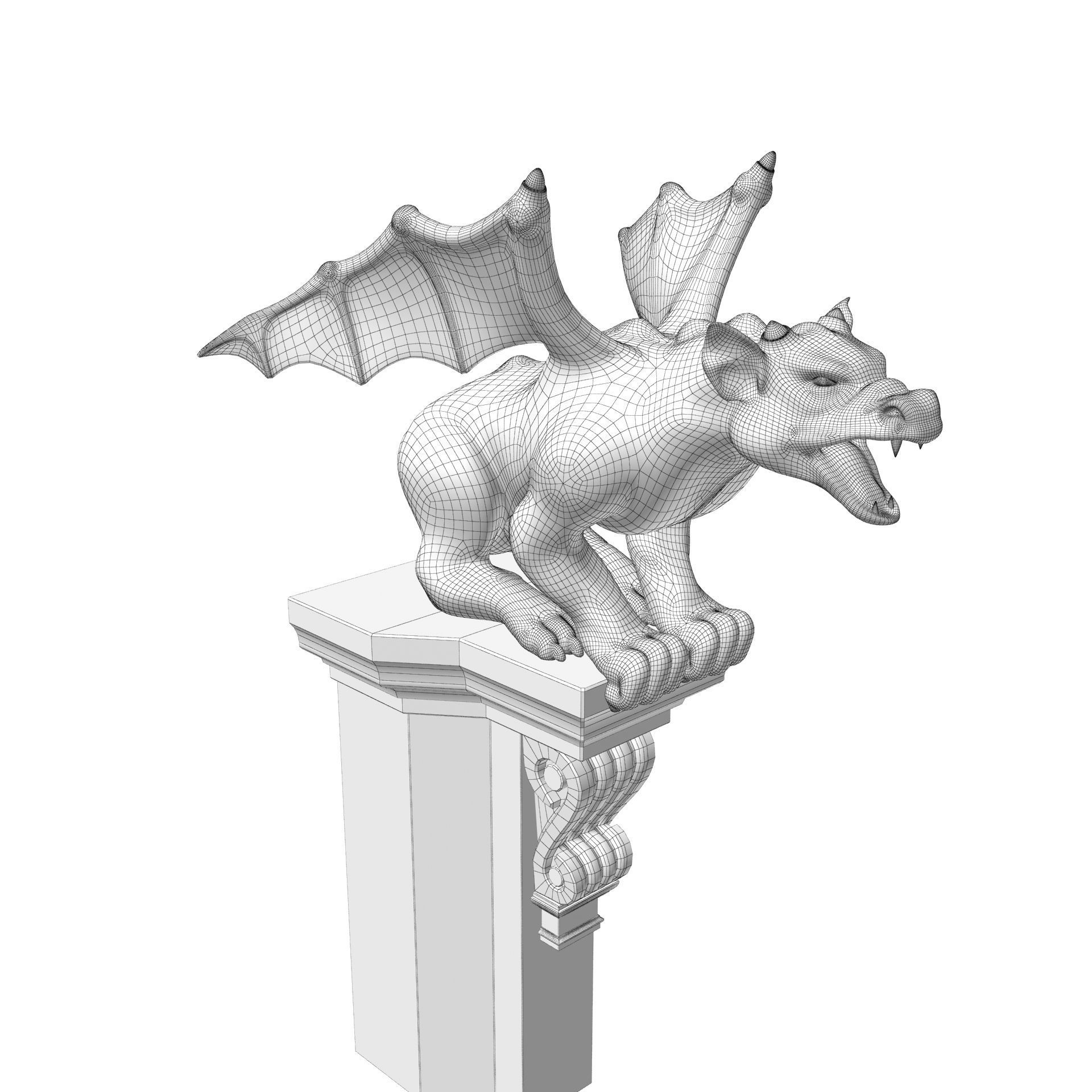 Gargoyle Gothic Statue 3D model_15