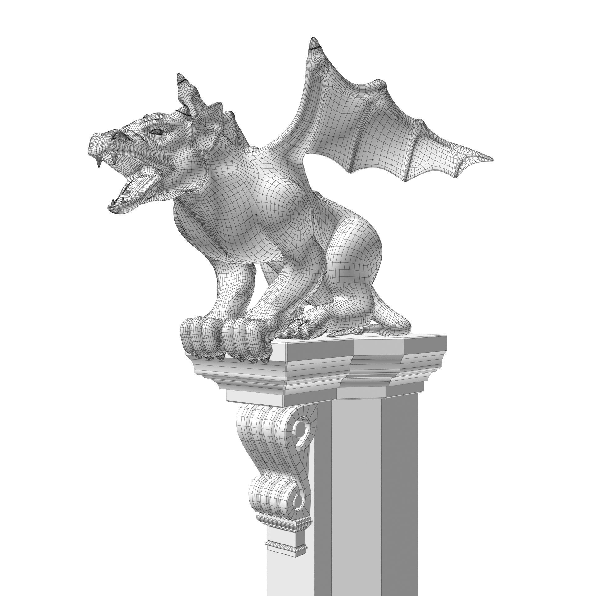 Gargoyle Gothic Statue 3D model_22