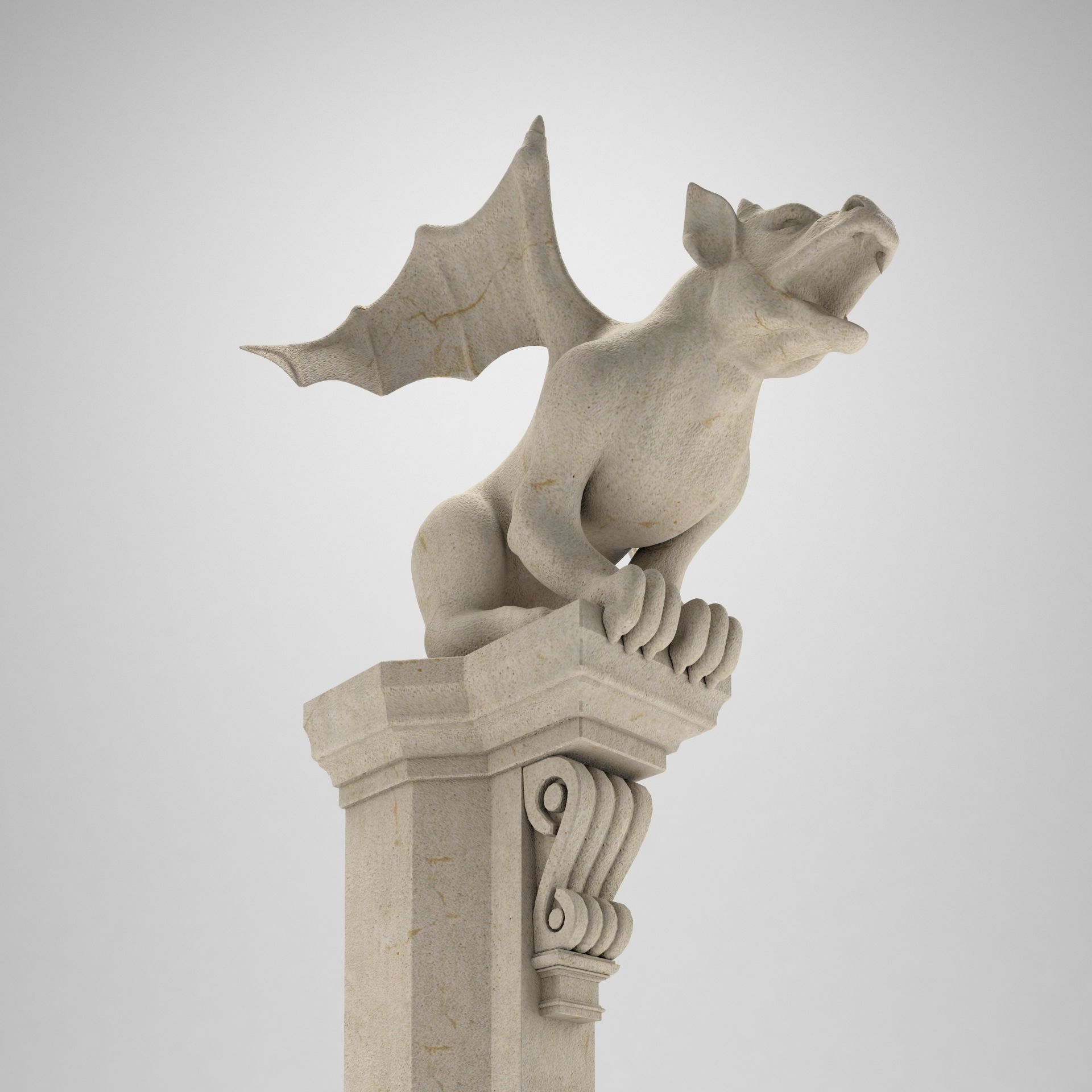 Gargoyle Gothic Statue 3D model_14