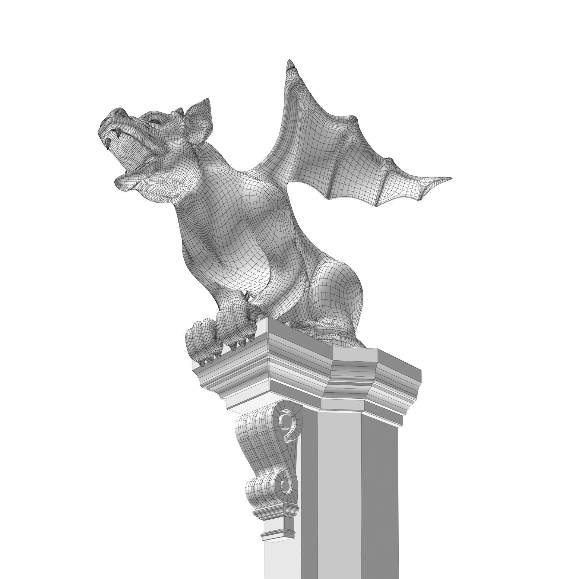 Gargoyle Gothic Statue 3D model_28