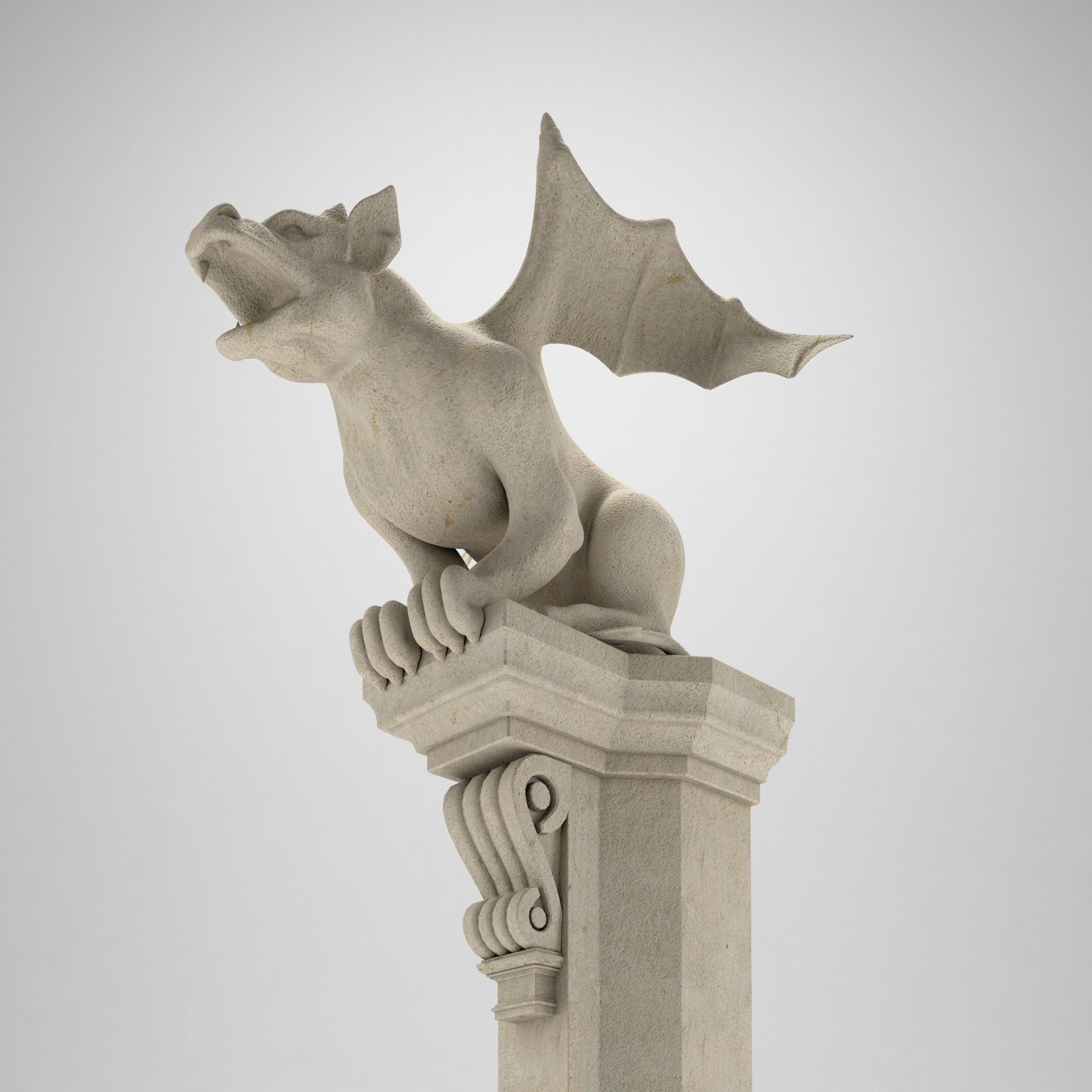 Gargoyle Gothic Statue 3D model_13