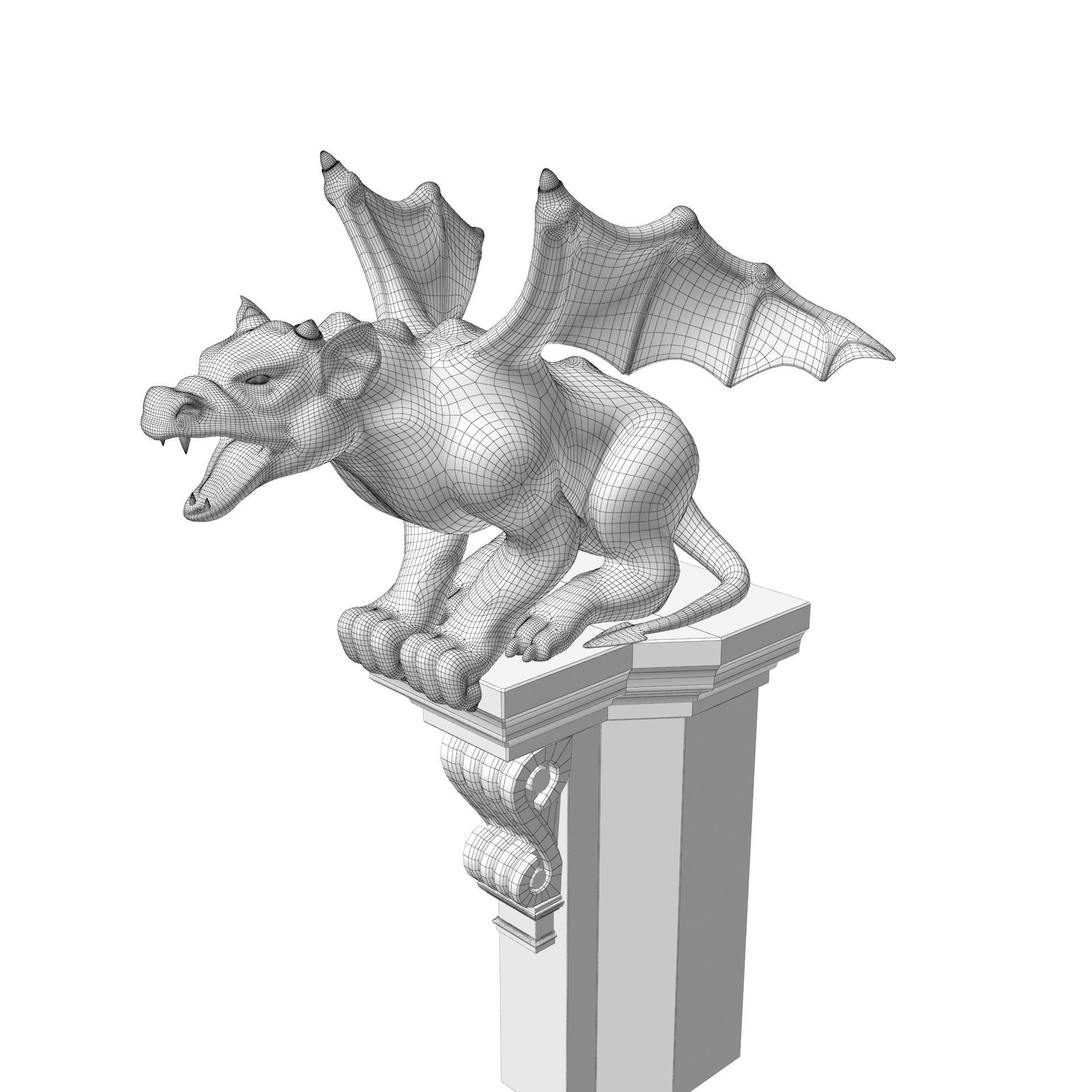 Gargoyle Gothic Statue 3D model_16