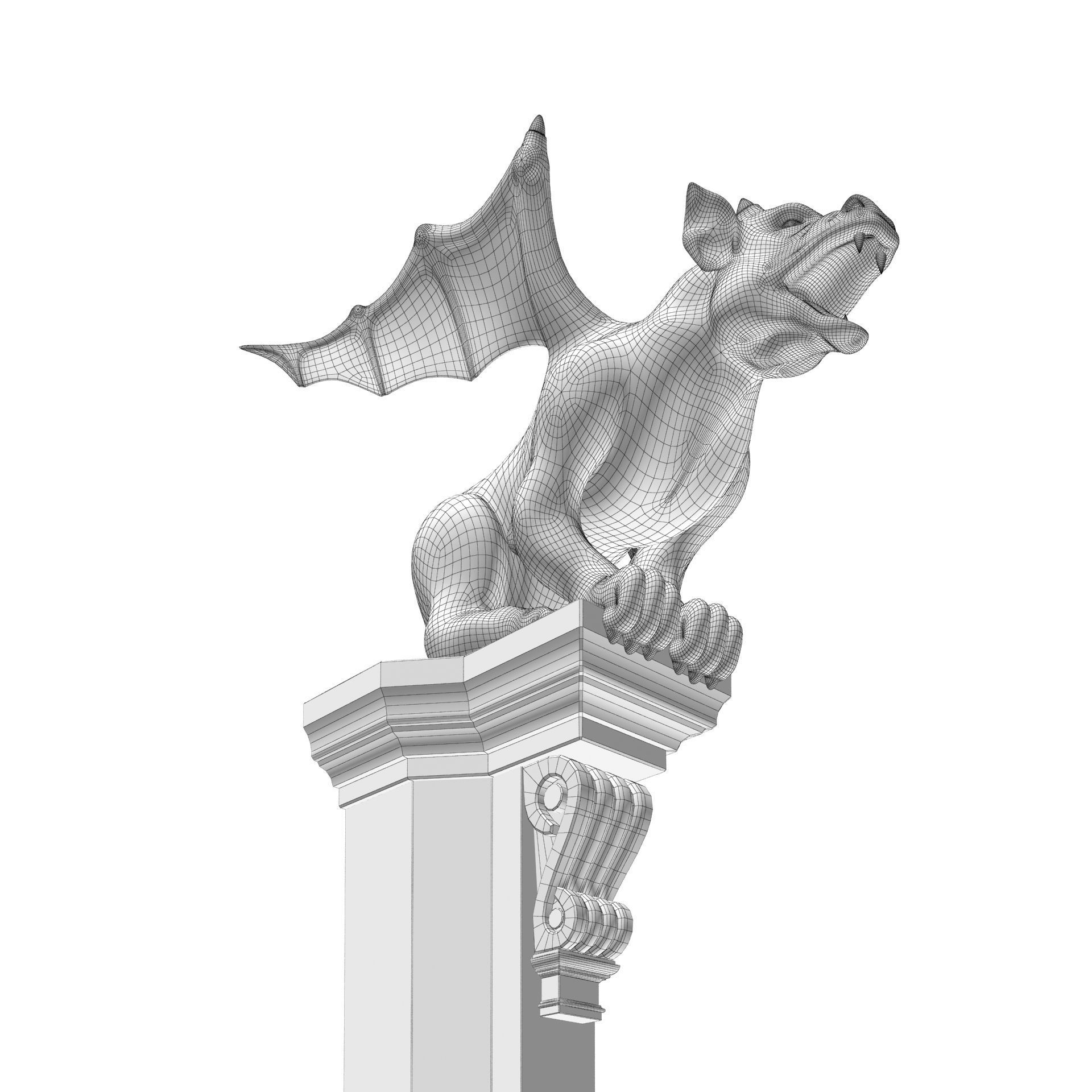 Gargoyle Gothic Statue 3D model_29