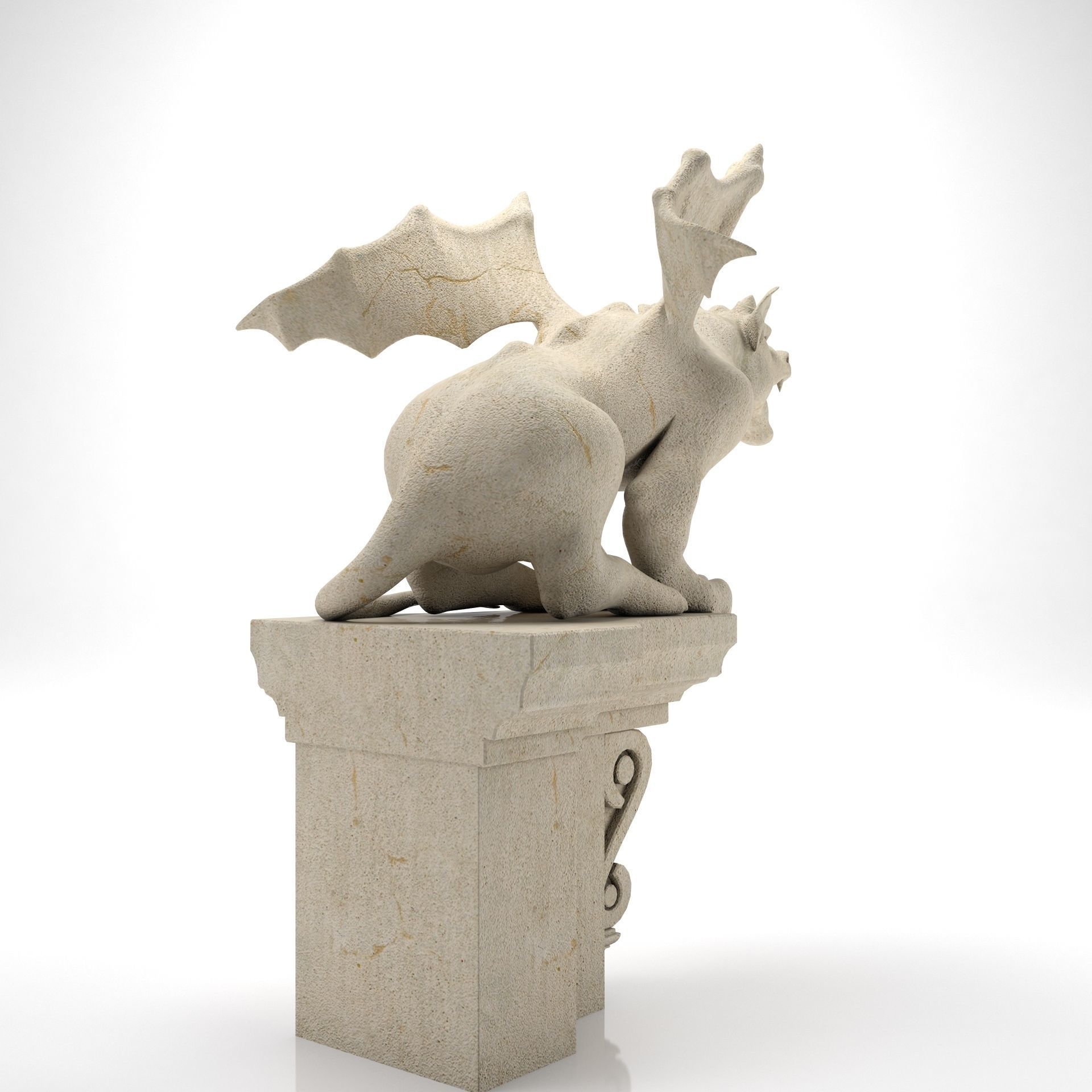 Gargoyle Gothic Statue 3D model_11