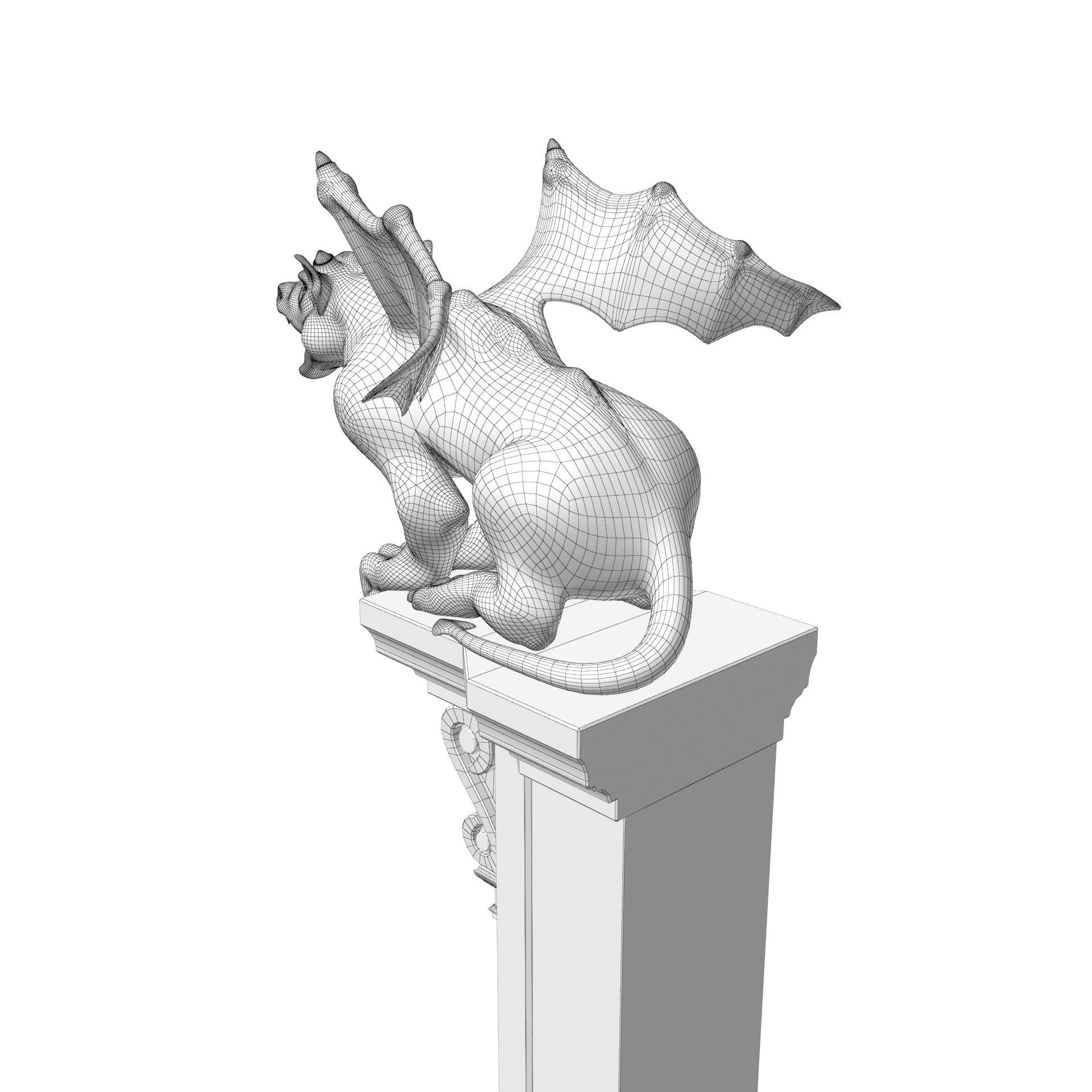 Gargoyle Gothic Statue 3D model_17