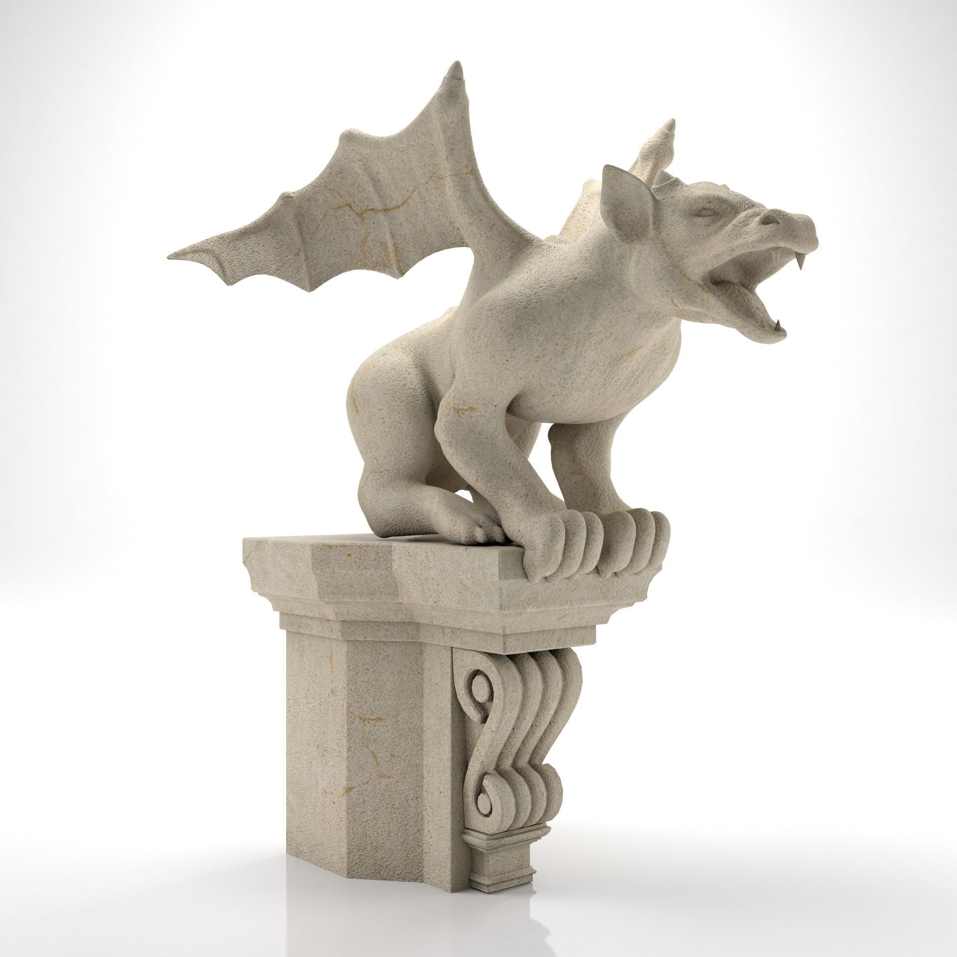 Gargoyle Gothic Statue 3D model_6