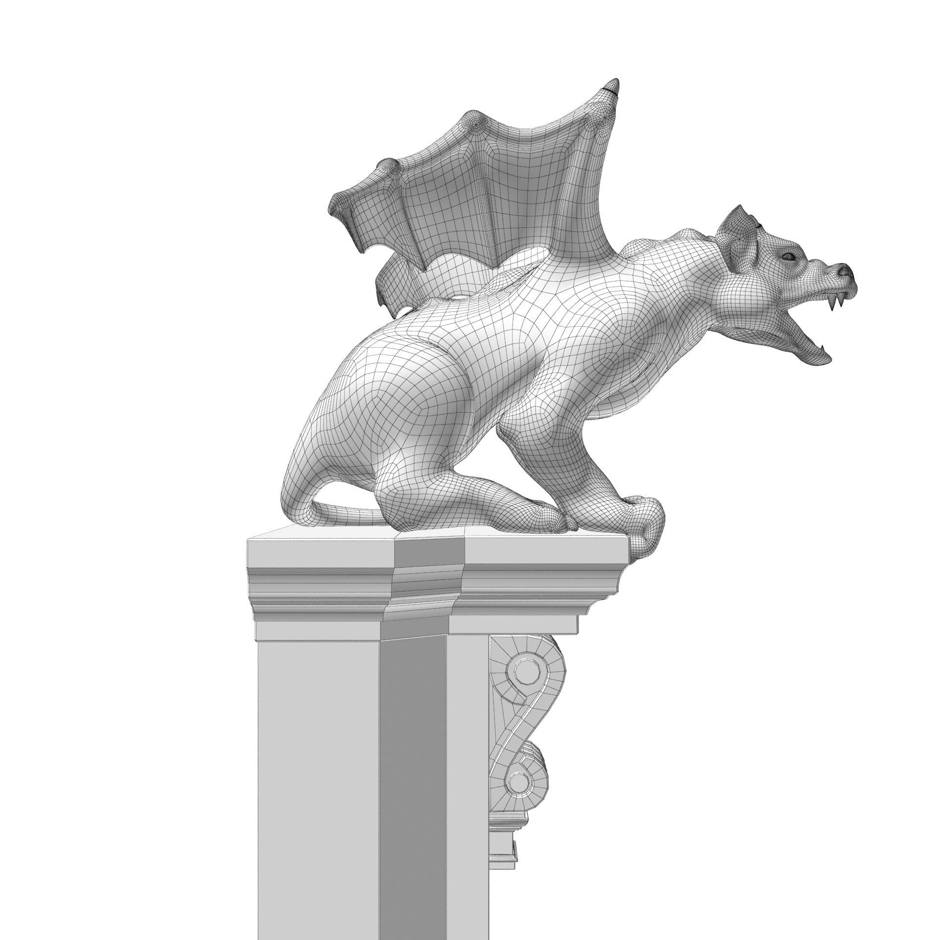 Gargoyle Gothic Statue 3D model_19