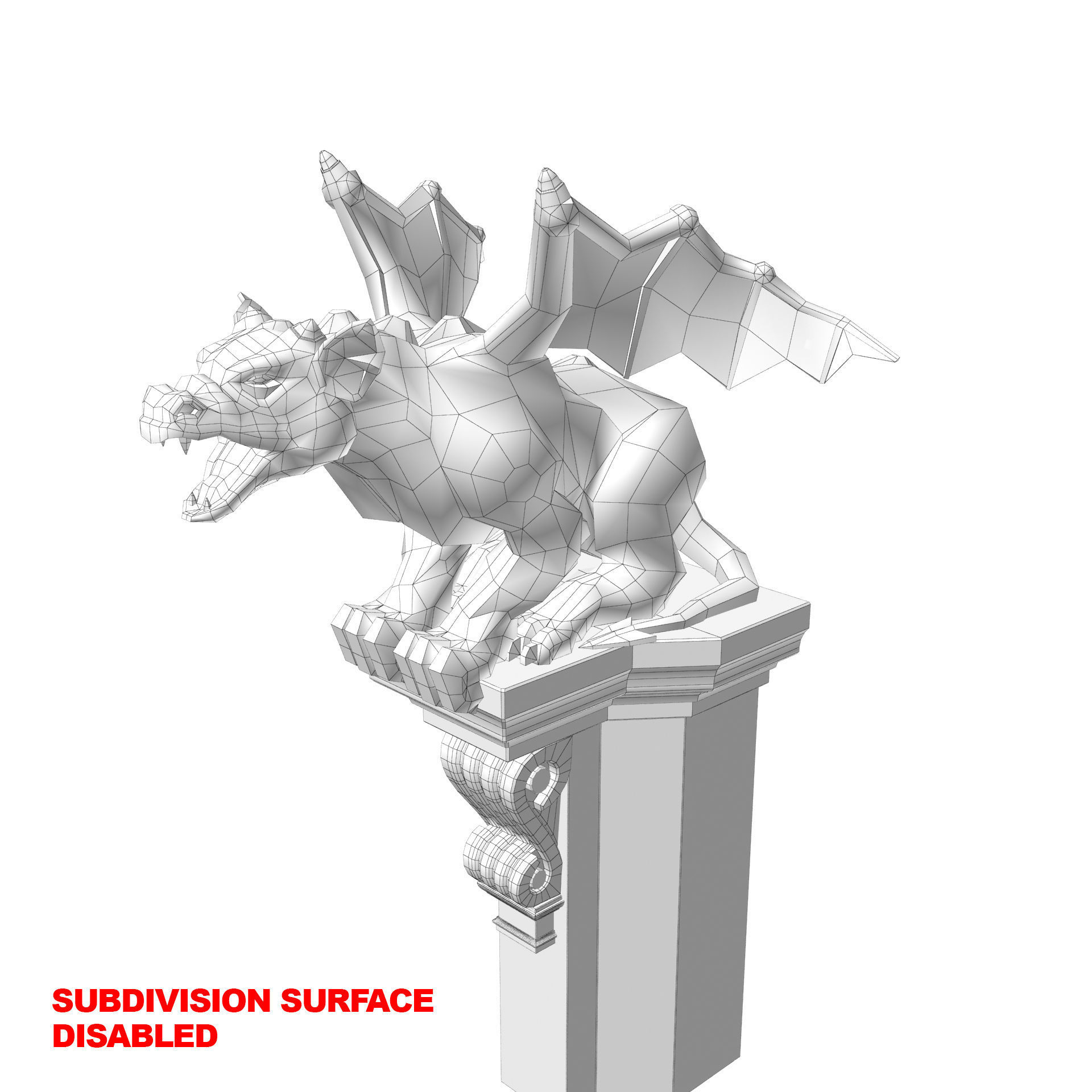Gargoyle Gothic Statue 3D model_32