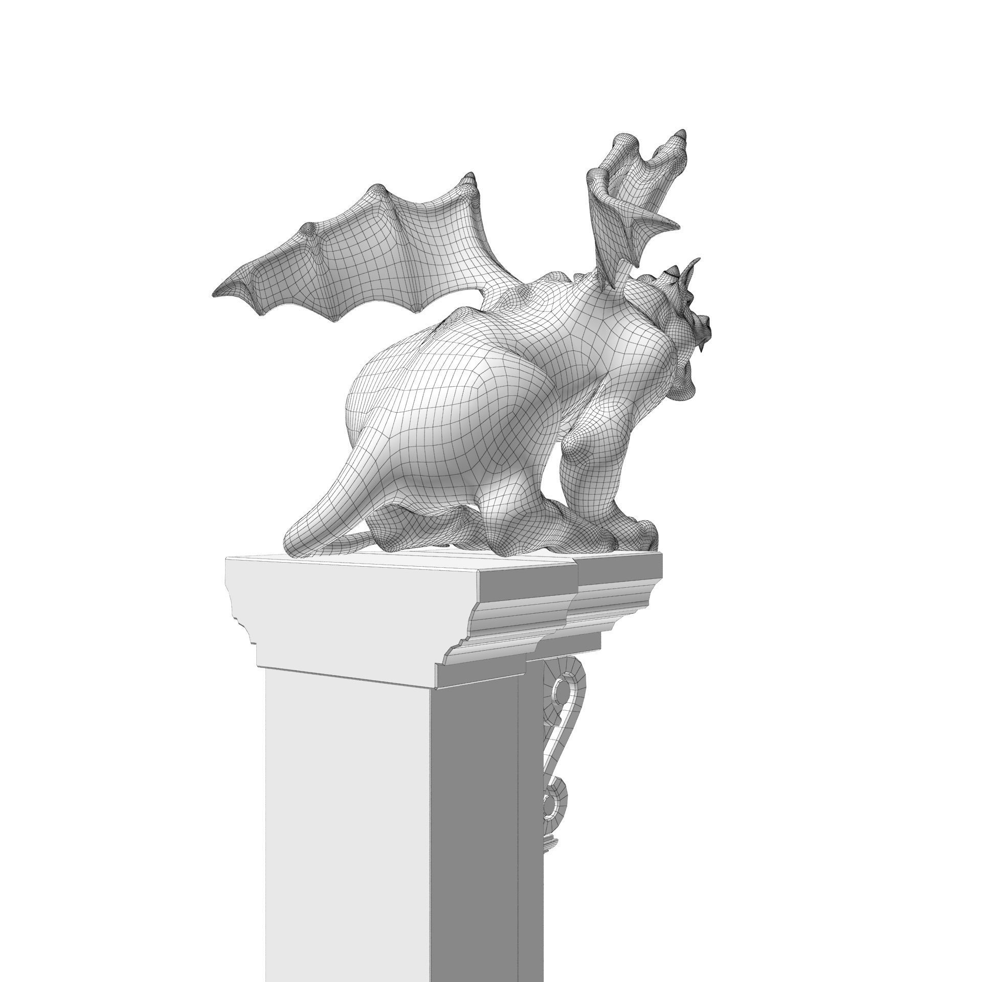 Gargoyle Gothic Statue 3D model_26