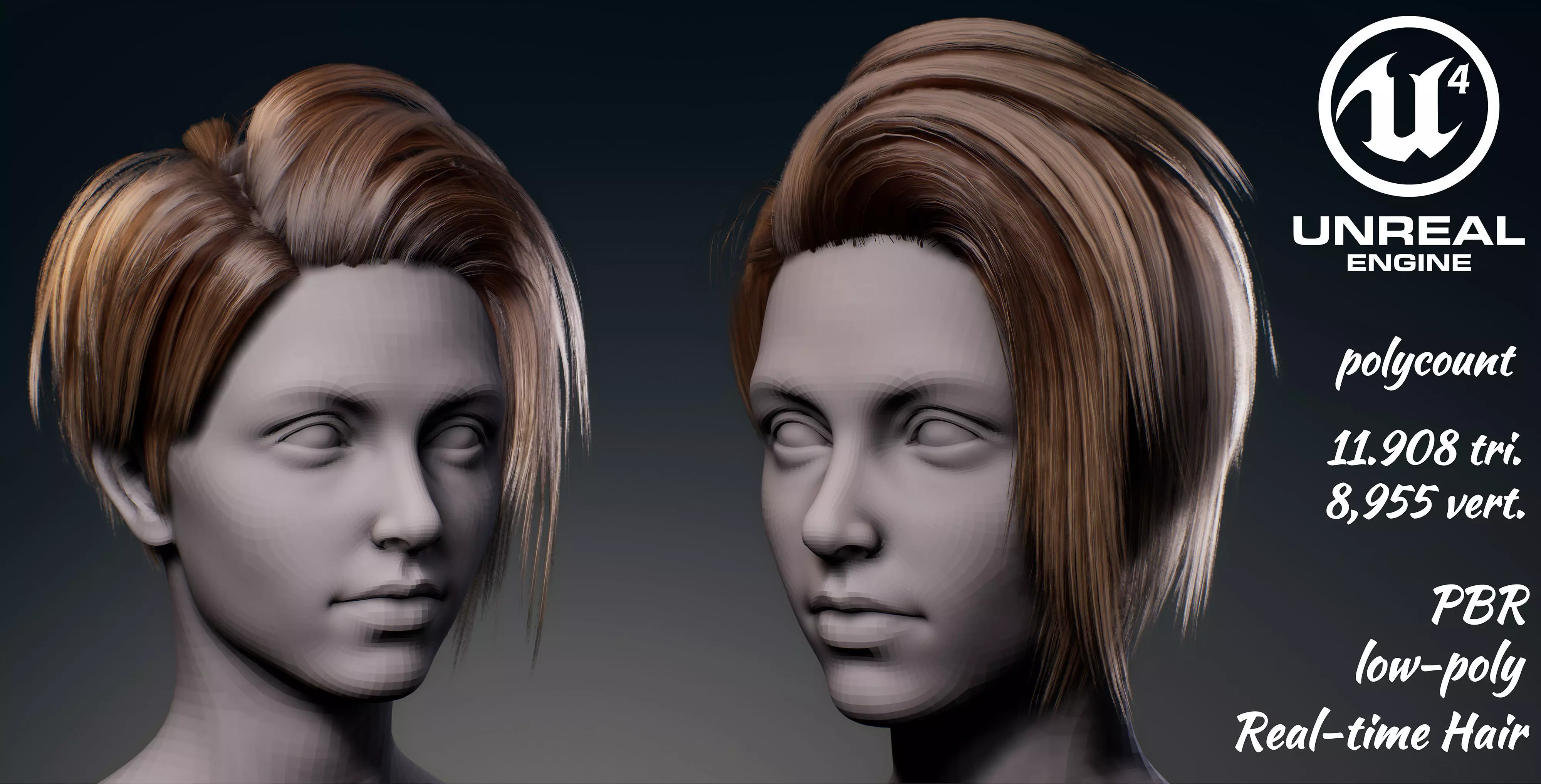 Game Female Hair Style Woman 1 Low-poly 3D model