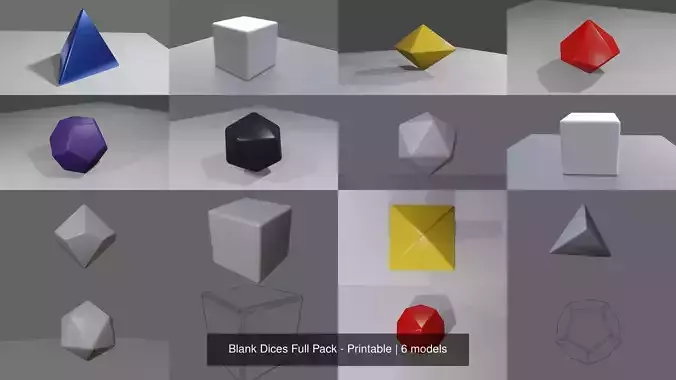 Blank Dices Full Pack - Printable 3D Model Collection