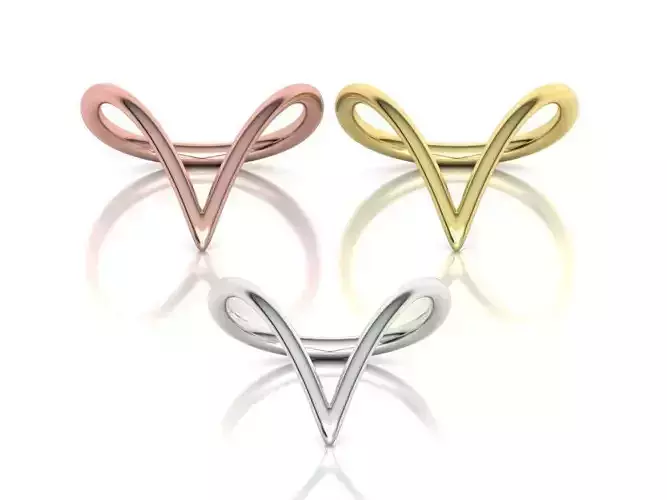 Chevron Ring Stackable Ring 18mm length 3dmodel Many fingers  3D print model