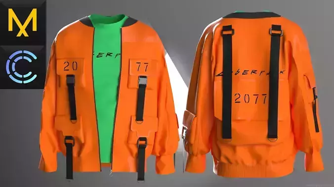 New concept Marvelous Clo3D Cyberpunk Jacket male OBJ FBX