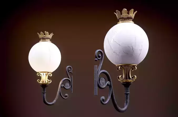 Old Victorian Wall Street Lantern 8K Low-poly 3D model
