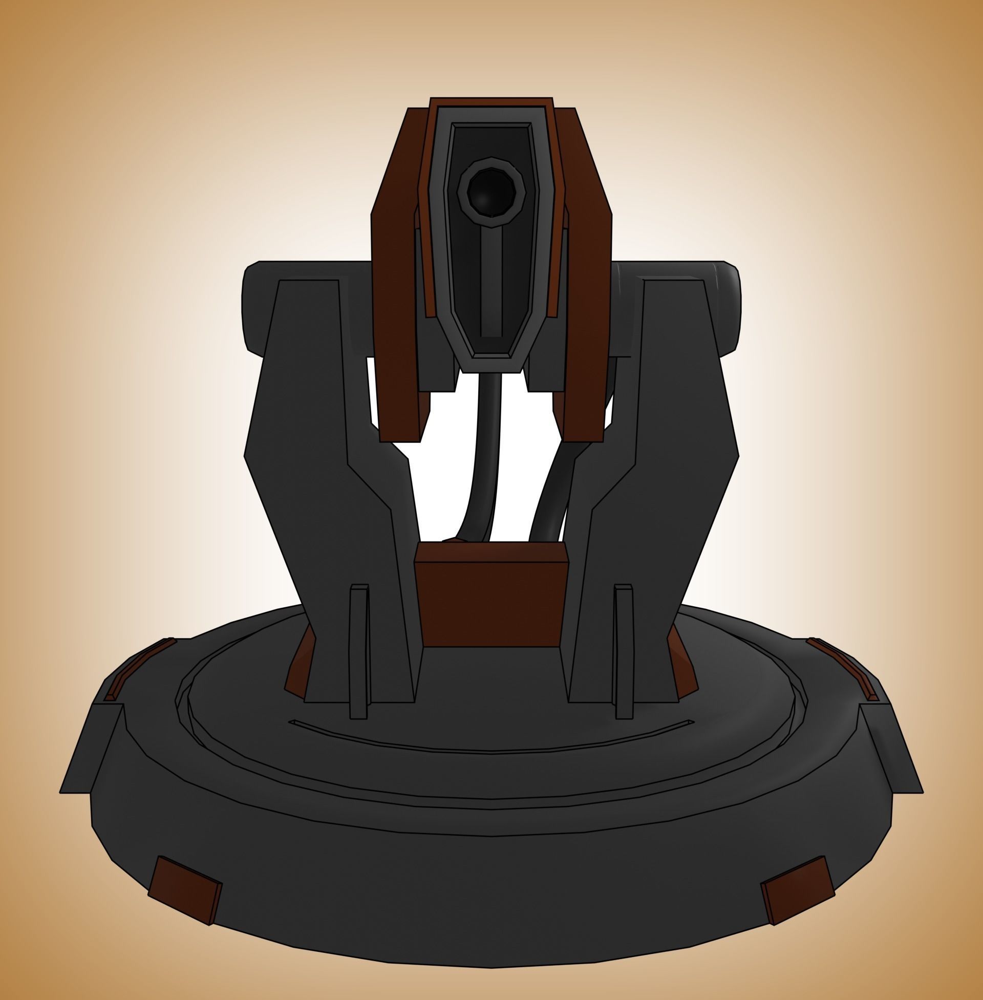turret star wars cannon Free low-poly 3D model_2