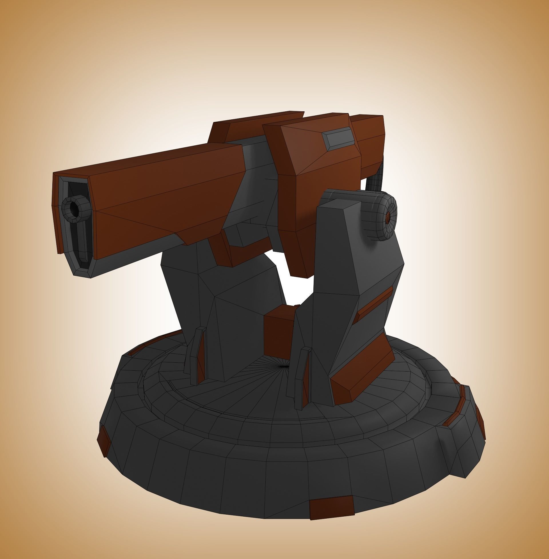 turret star wars cannon Free low-poly 3D model_1