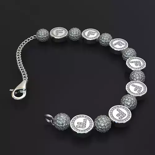 Bracelet letter F 3D print model