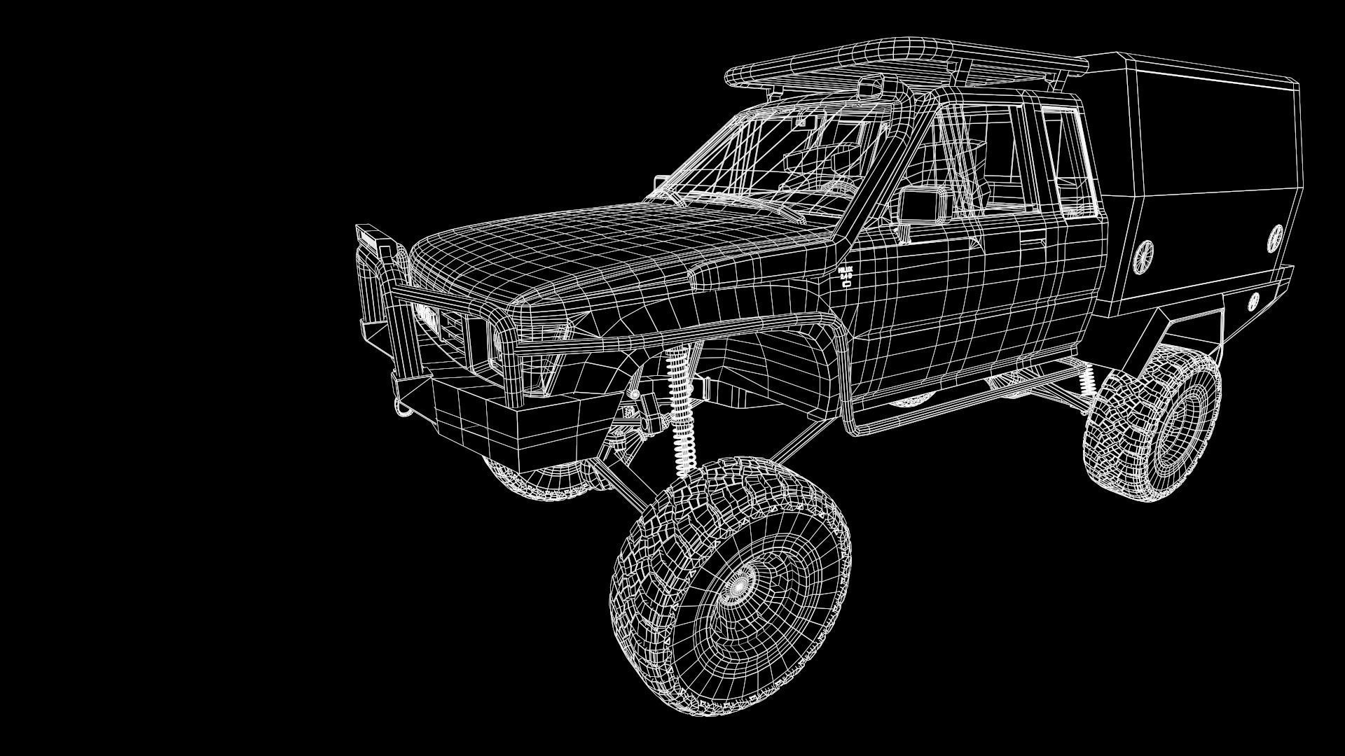 Toyota Hilux Ln106 1989 Low-poly 3D model_17