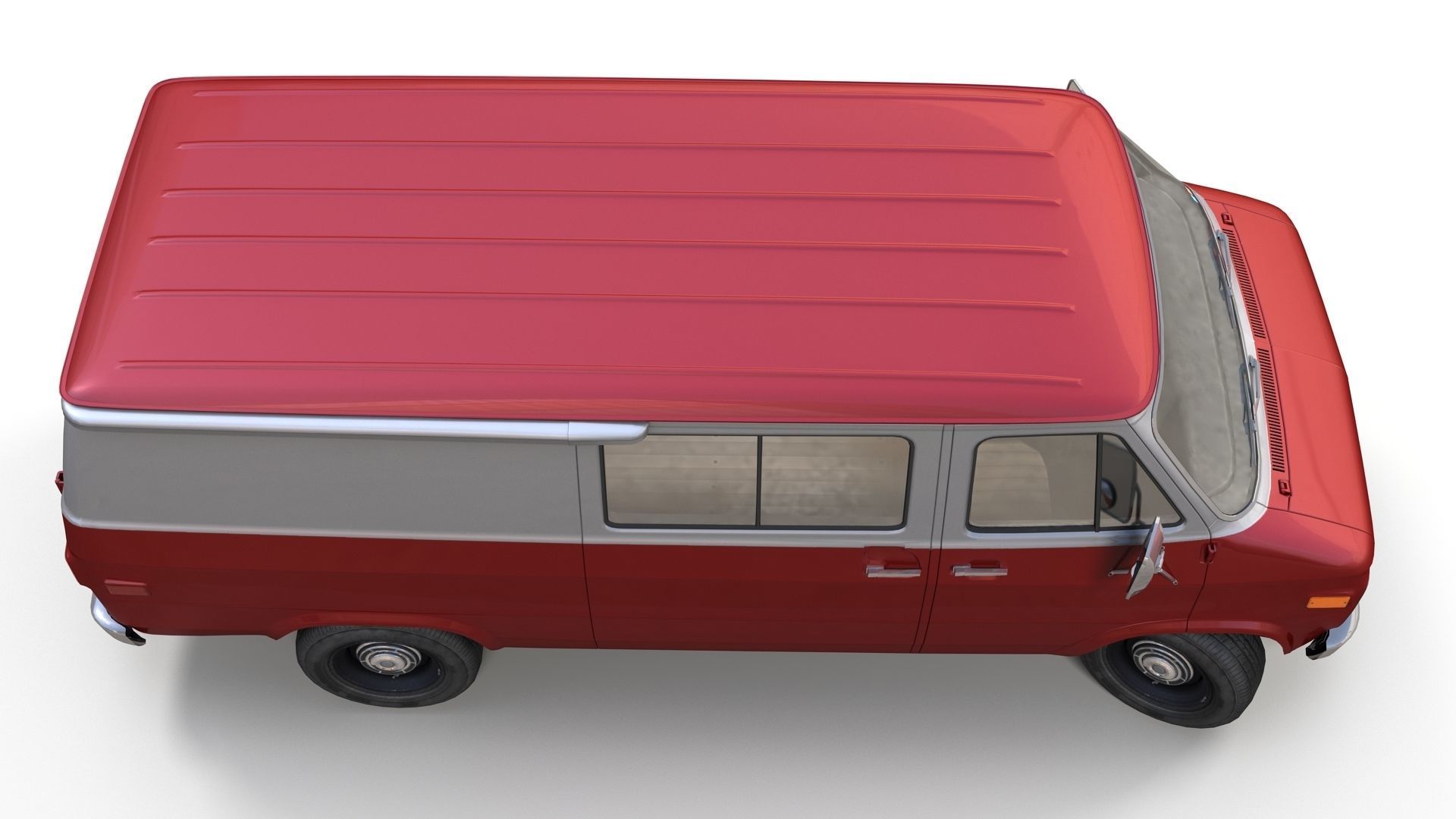 70s industrial van Low-poly 3D model_4