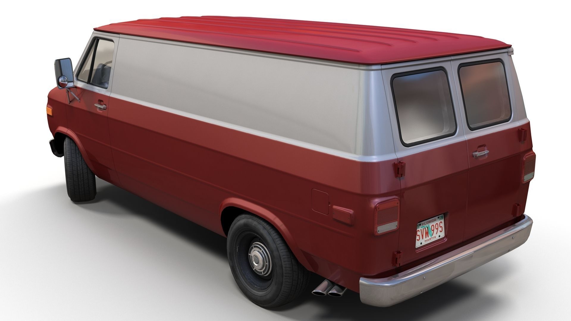 70s industrial van Low-poly 3D model_5