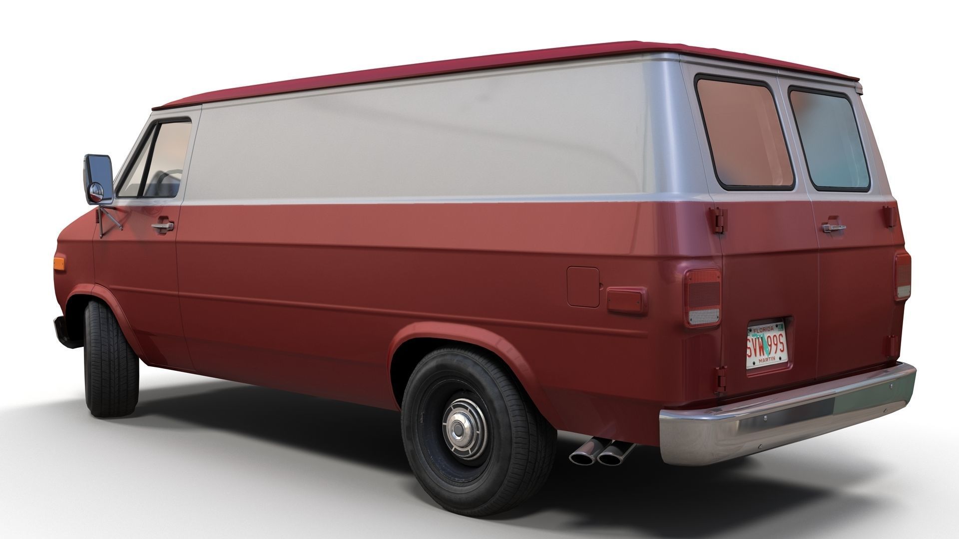 70s industrial van Low-poly 3D model_8