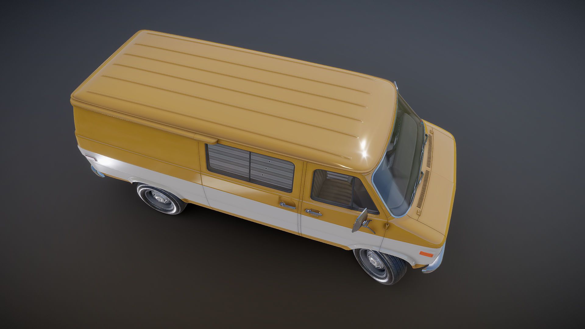 70s industrial van Low-poly 3D model_22