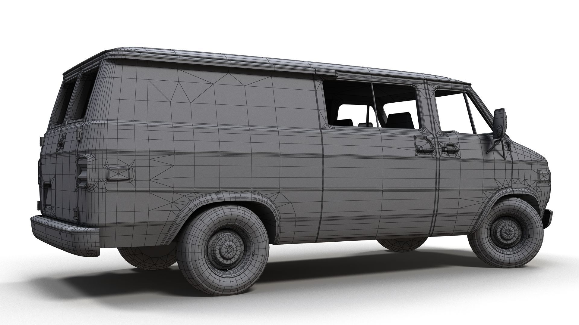 70s industrial van Low-poly 3D model_17