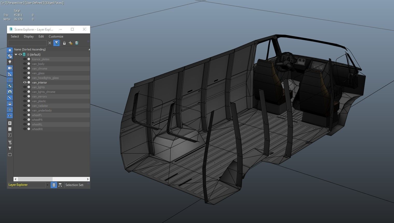 70s industrial van Low-poly 3D model_40