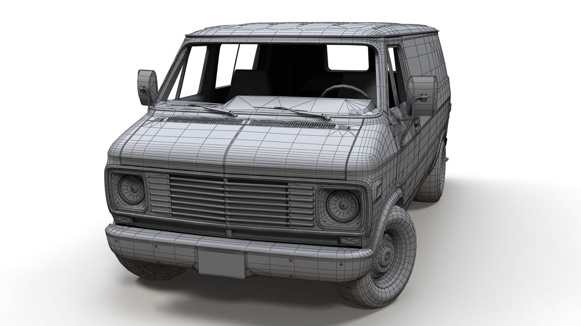 70s industrial van Low-poly 3D model_18