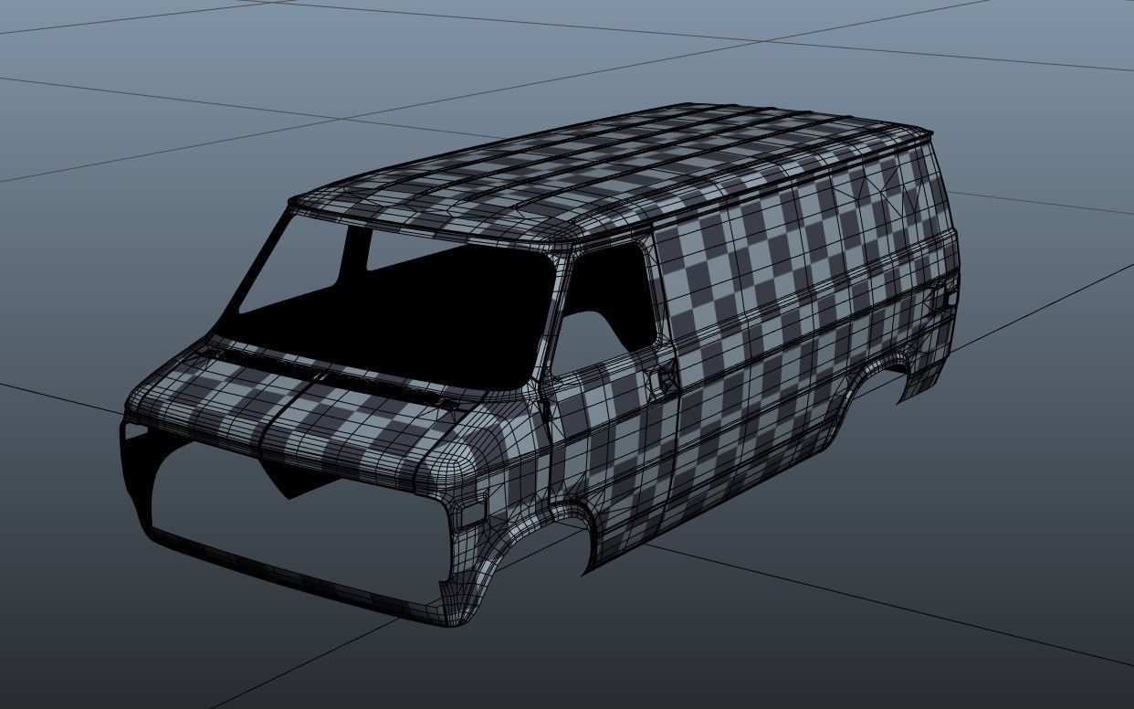 70s industrial van Low-poly 3D model_41