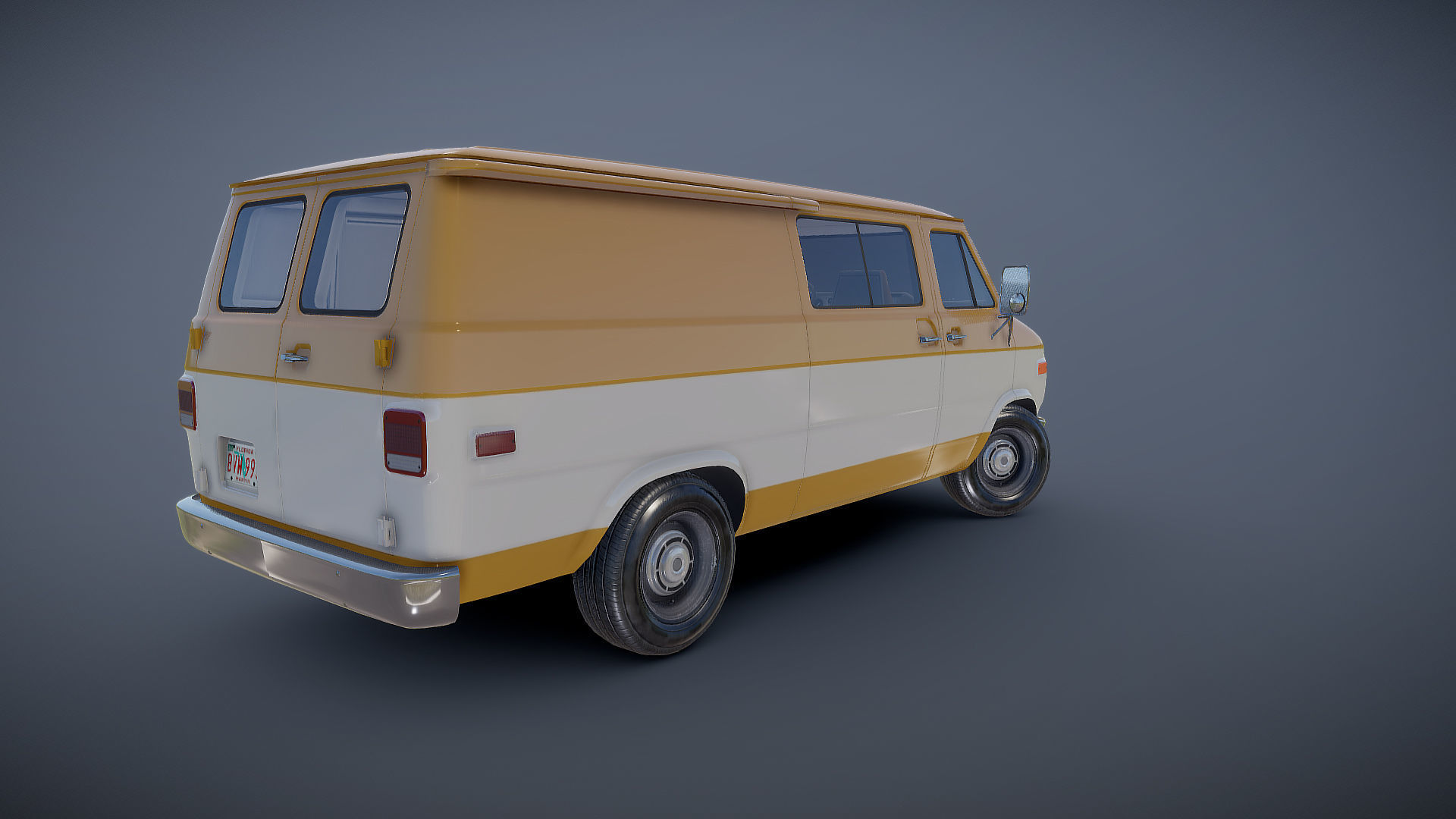 70s industrial van Low-poly 3D model_20