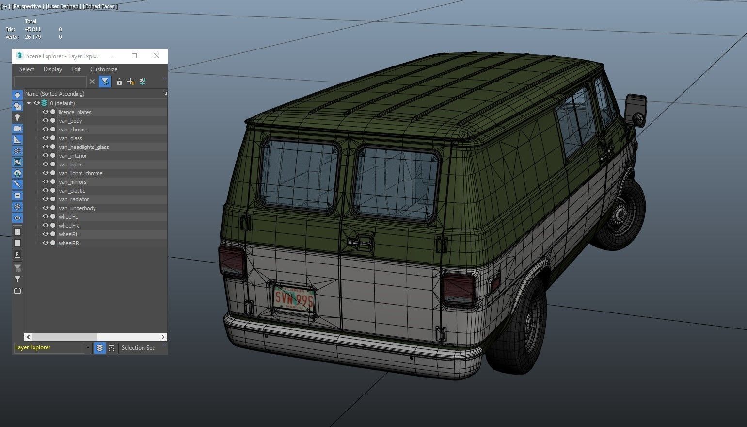 70s industrial van Low-poly 3D model_37