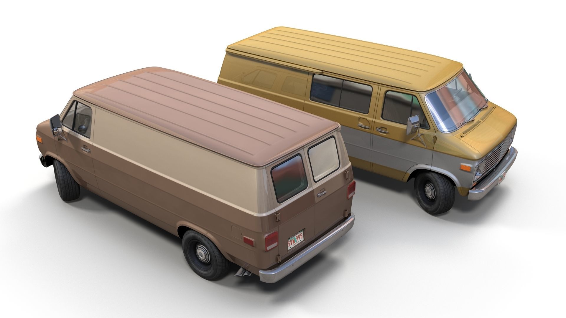 70s industrial van Low-poly 3D model_11