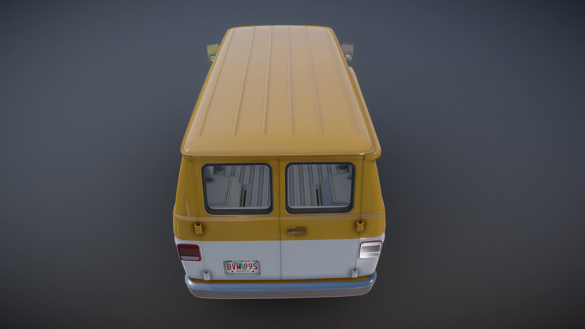 70s industrial van Low-poly 3D model_25