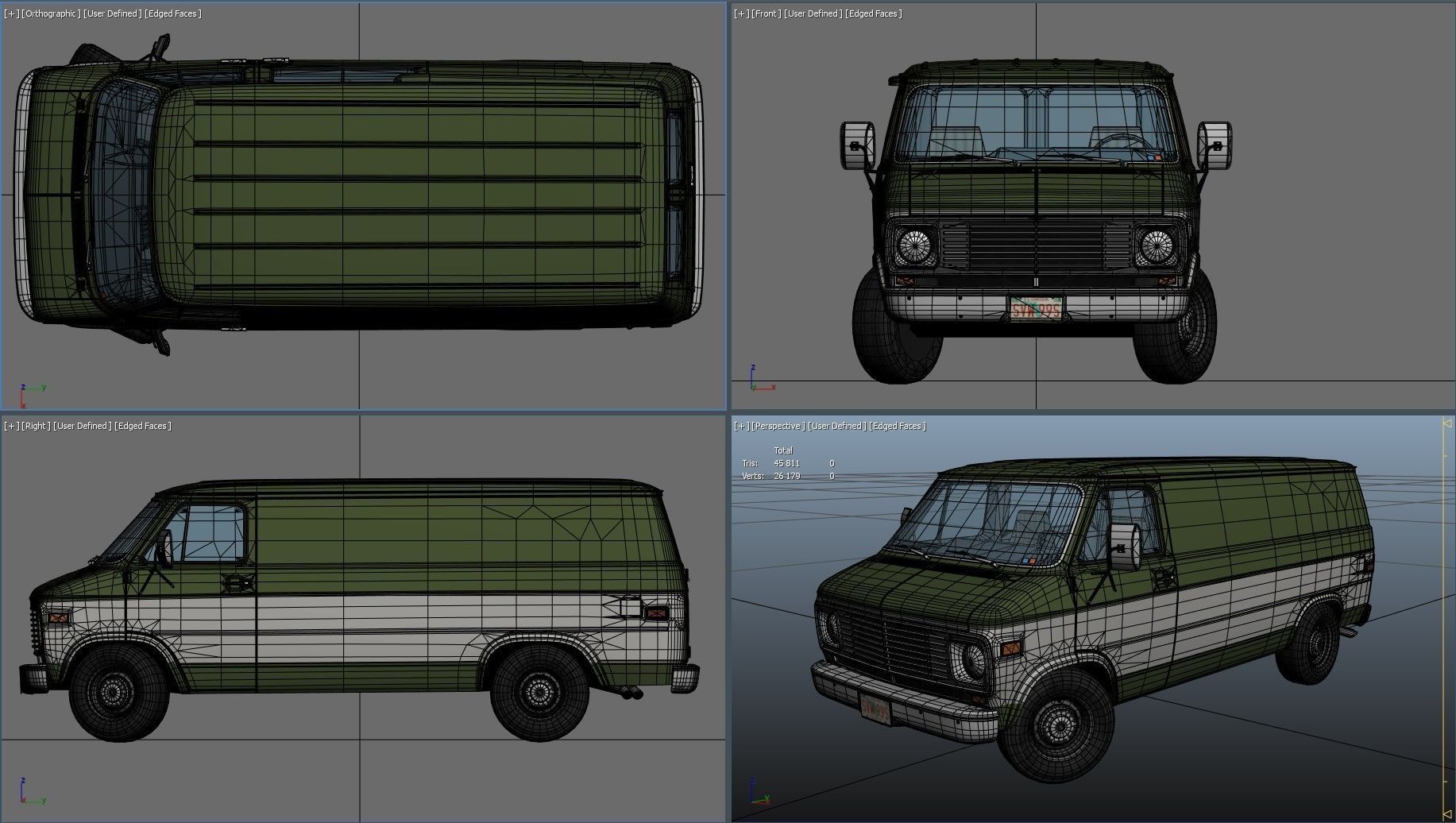 70s industrial van Low-poly 3D model_38